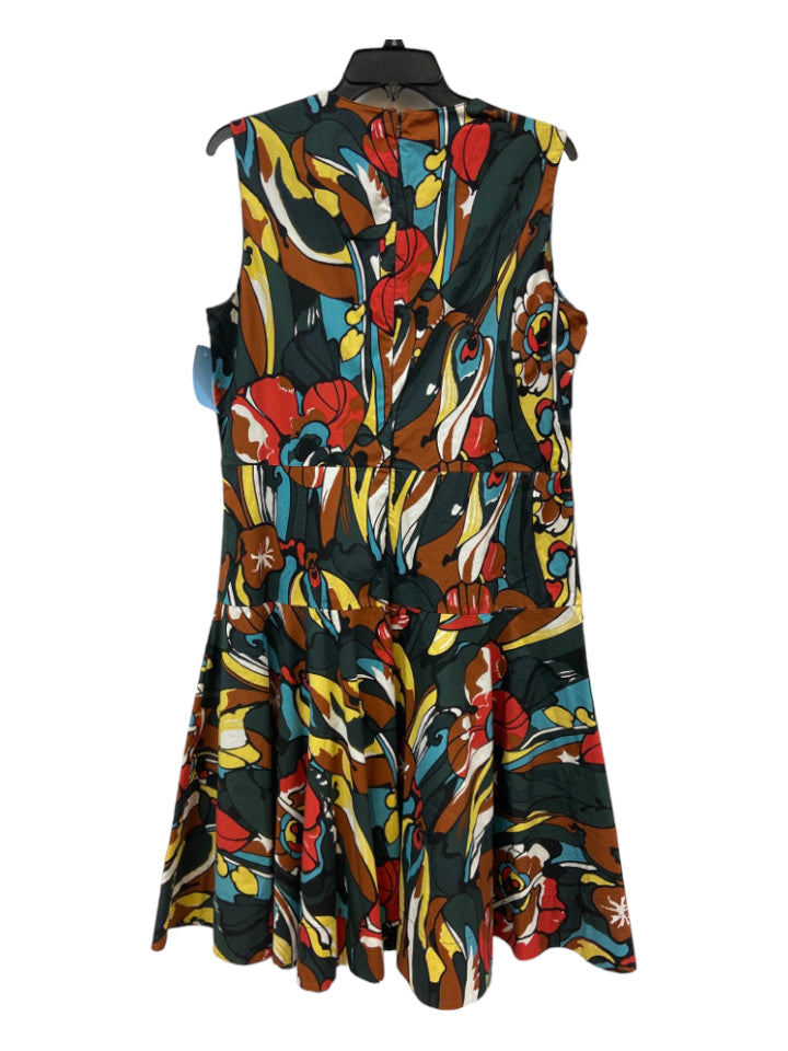 Marni, Marni Size 46 Red, Green & Multi Cotton Sleeveless Abstract Print Back Zip Dress