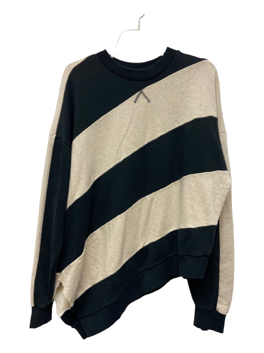 Marques Almeida, Marques Almeida Size M Black & Beige Cotton Long Sleeve Diagonal Stripe Top