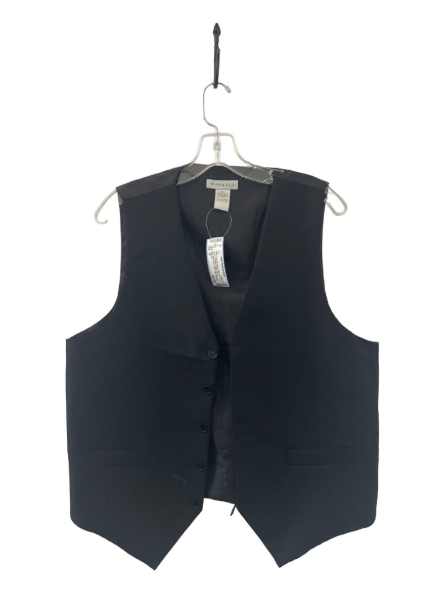 Marquis, Marquis Black Polyester Blend Solid Vest Formal Suit