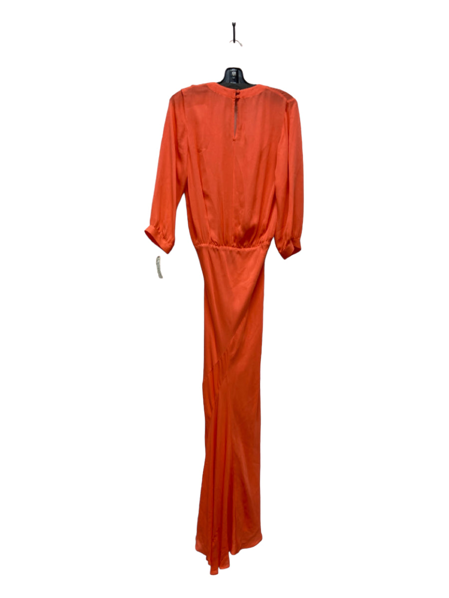 Mason, Mason Size Est S Orange Silk Long Sleeve Split Neck Elastic Waist Maxi Dress