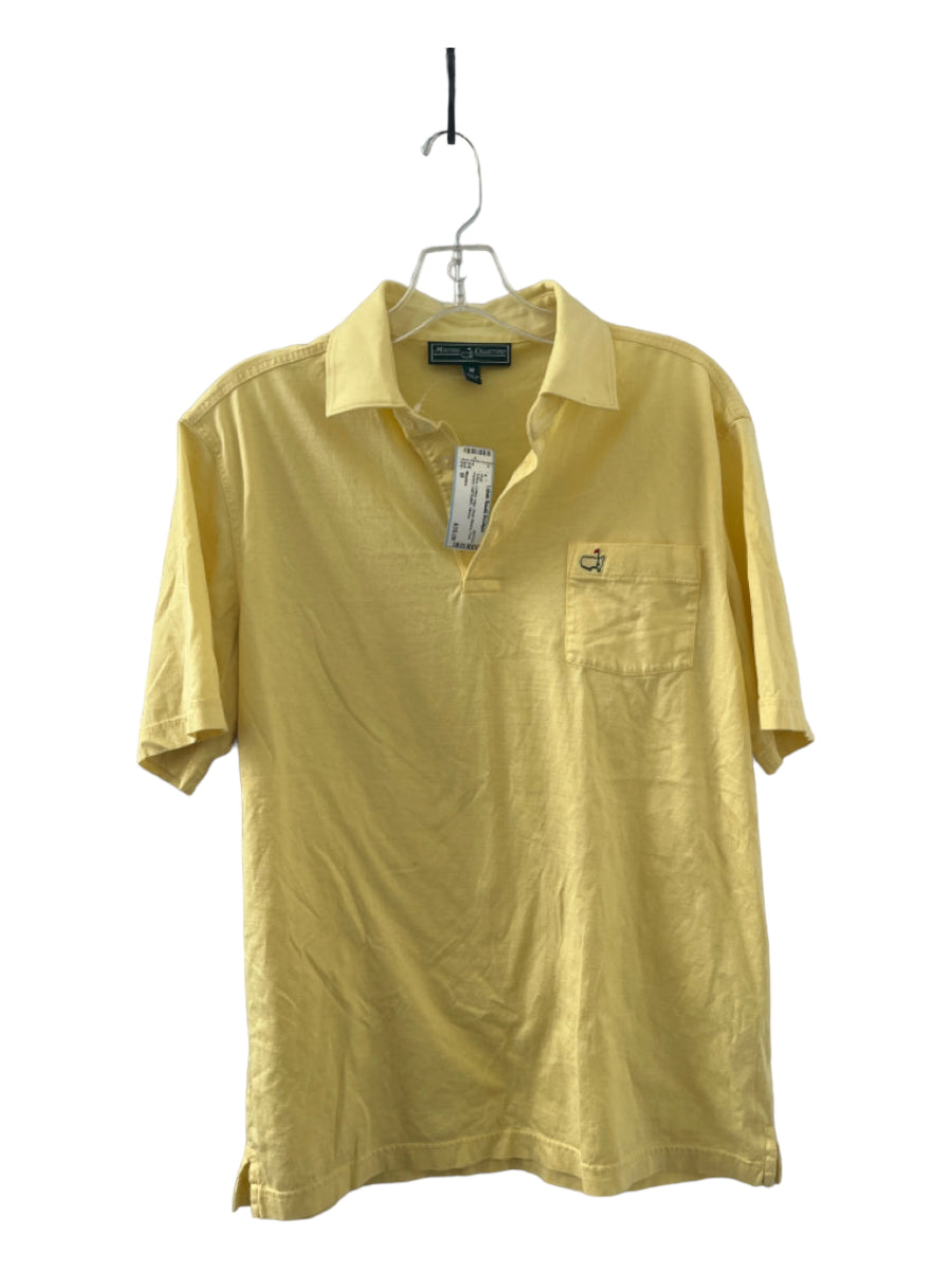 Masters, Masters Size M Yellow Cotton logo Front Pocket Half Button Shirt