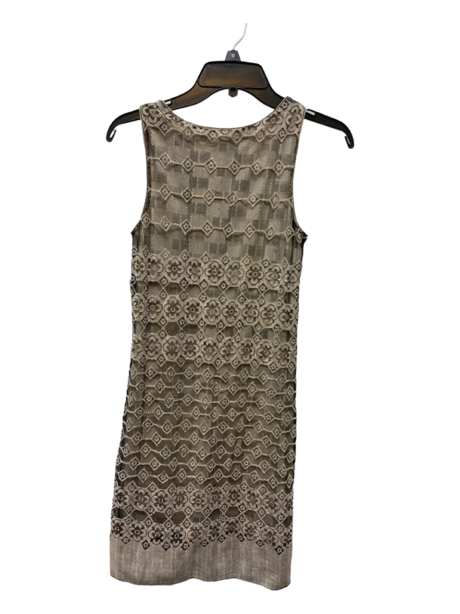 Max Studio, Max Studio Size XS Beige & Black Cotton Blend Sleeveless Lace Dress