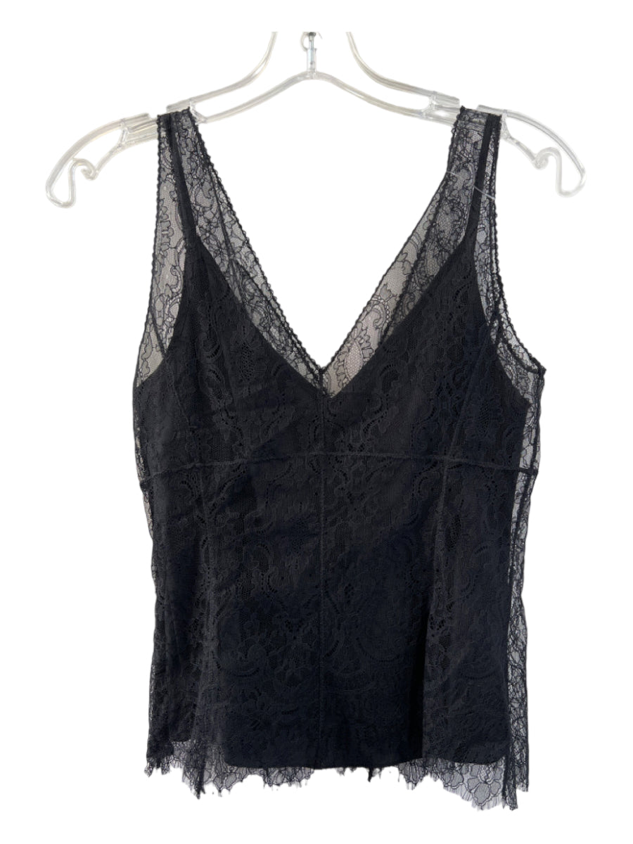 MaxMara, MaxMara Size 6 Black Polyester Lace Overlay Top