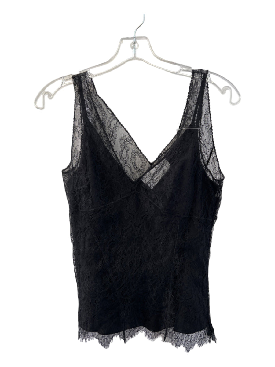 MaxMara, MaxMara Size 6 Black Polyester Lace Overlay Top