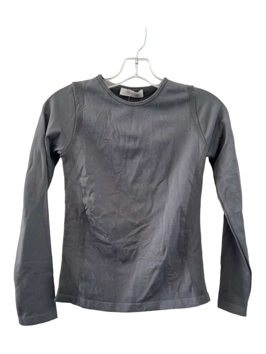 MaxMara, MaxMara Size Est S Charcoal Long Sleeve embossed Logo Top