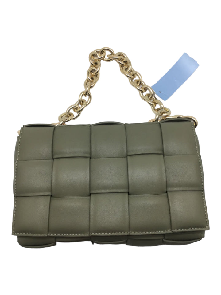 Melie Bianco, Melie Bianco Green Leather Woven Magnetic Snap Chainlink Bag