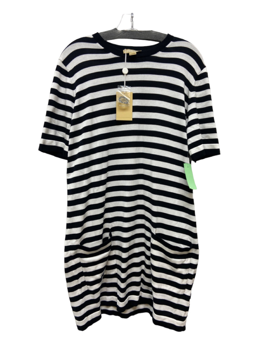 Michael Kors Collection, Michael Kors Collection Size L Black & White Cotton Short Sleeve Striped Dress