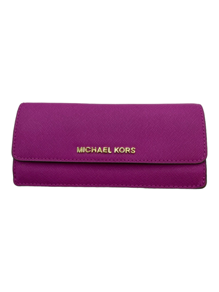 Michael Kors, Michael Kors Fuscia Pink Leather Bi-Fold Zipper Pocket Rectangle Wallets