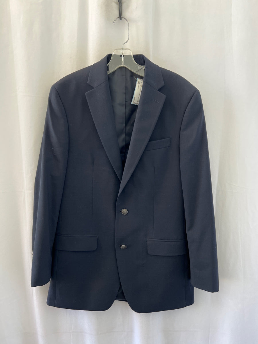 Michael Kors, Michael Kors Navy Wool Blend Collar Button Up Jacket