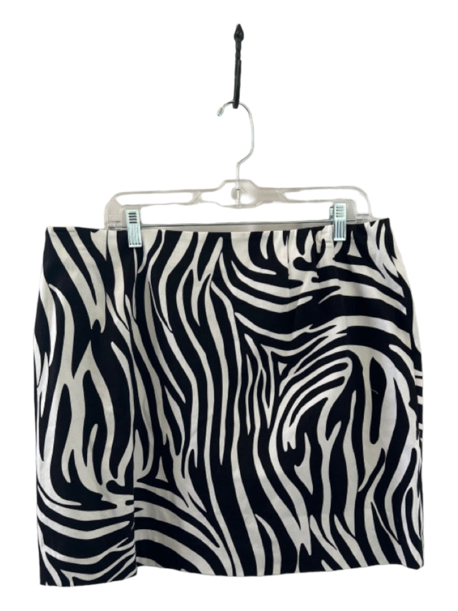 Michael Kors, Michael Kors Size 14 Black & White Cotton Zebra Side Zip Above Knee Top