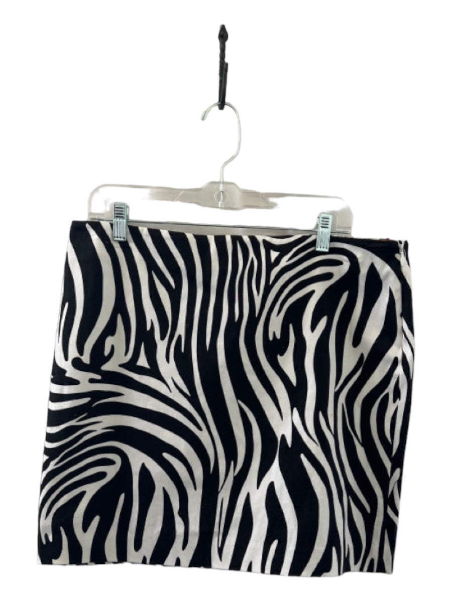 Michael Kors, Michael Kors Size 14 Black & White Cotton Zebra Side Zip Above Knee Top