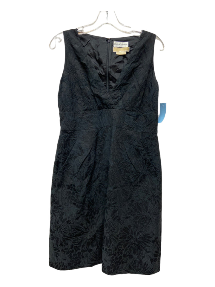 Michael Kors, Michael Kors Size 8 Black Jacquard Floral Surplice Sleeveless Dress