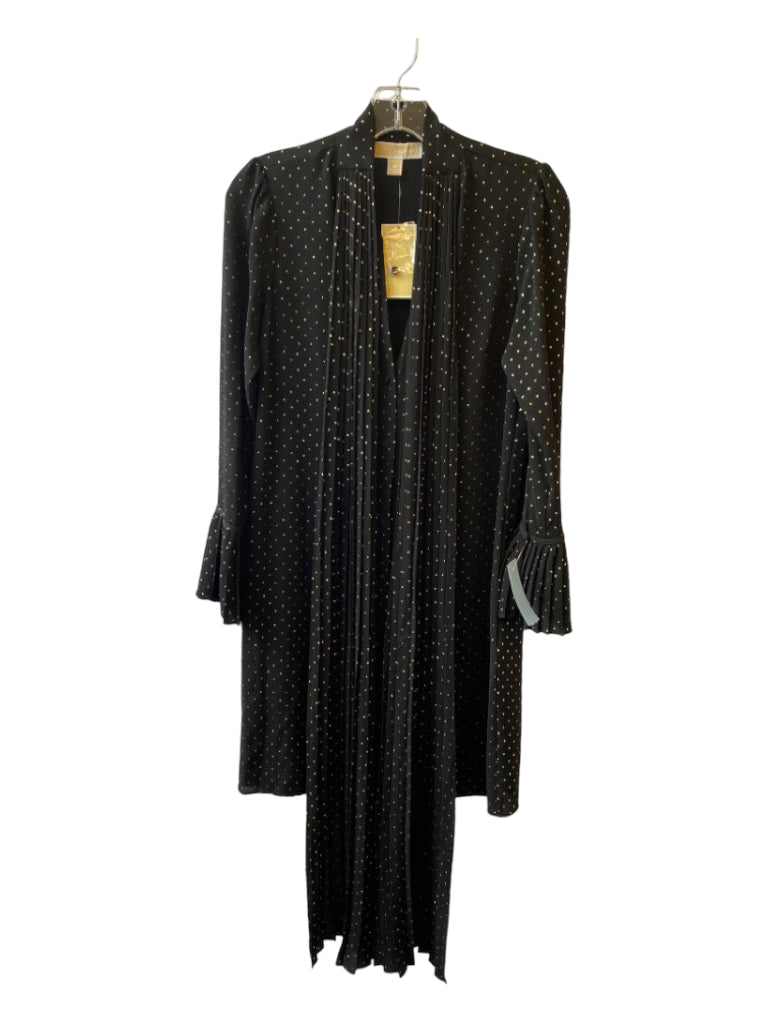 Michael Michael Kors, Michael Michael Kors Size XS Black & Gold Polyester Blend Button Front Dress