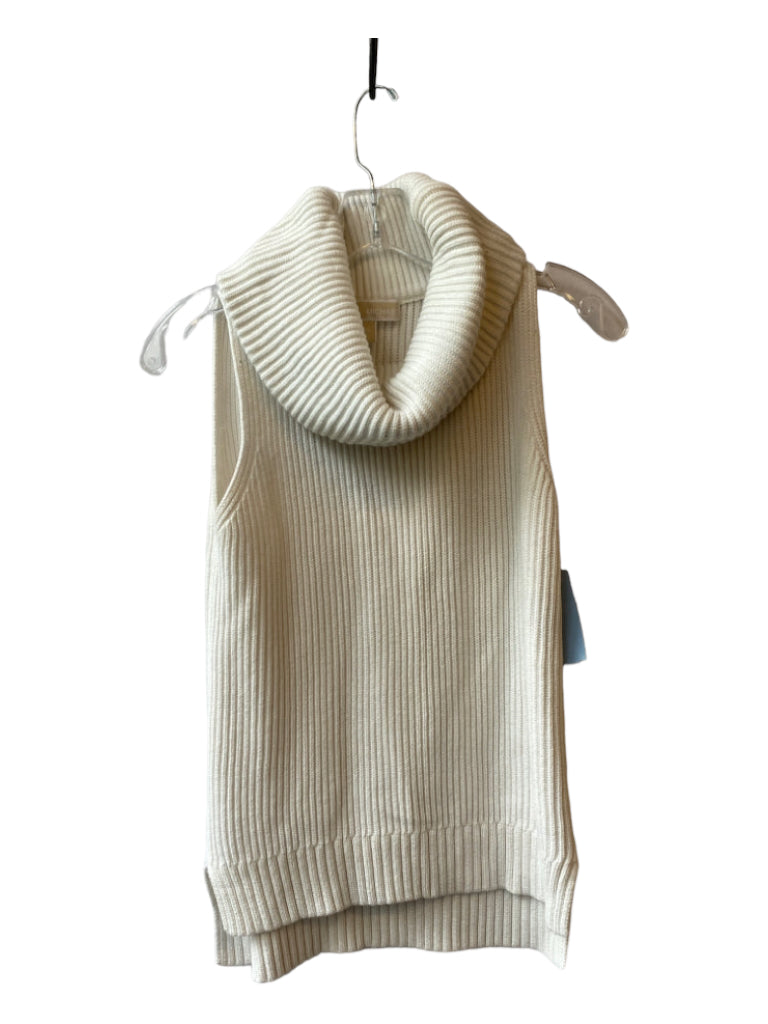 Michael Michael Kors, Michael Michael Kors Size XS White Turtleneck Sleeveless Ribbed Sweater