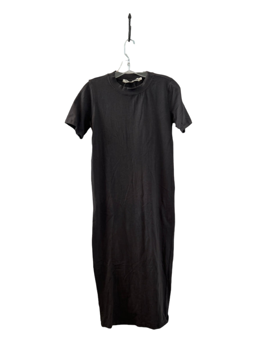 Michael Stars, Michael Stars Size 6 Dark Gray Cotton Blend Short Sleeve High Neck Midi Dress