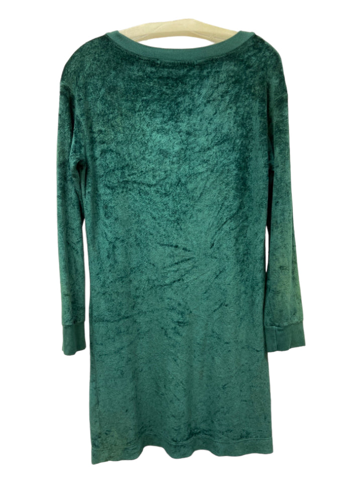 Michael Stars, Michael Stars Size S Green Rayon Velvet Long Sleeve Crew Neck Dress