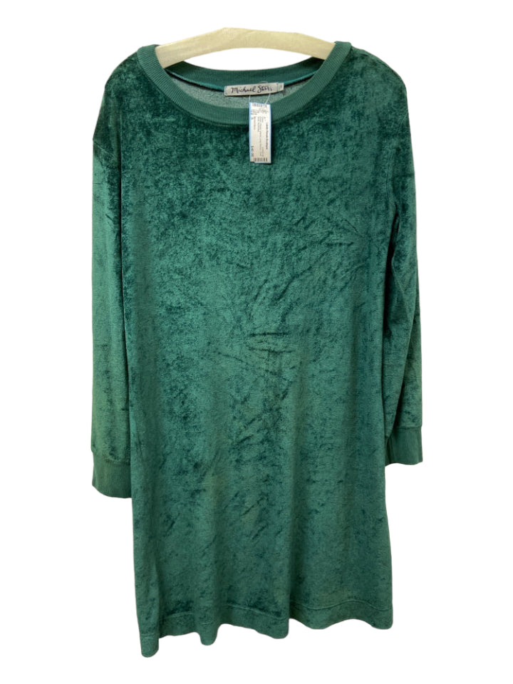 Michael Stars, Michael Stars Size S Green Rayon Velvet Long Sleeve Crew Neck Dress