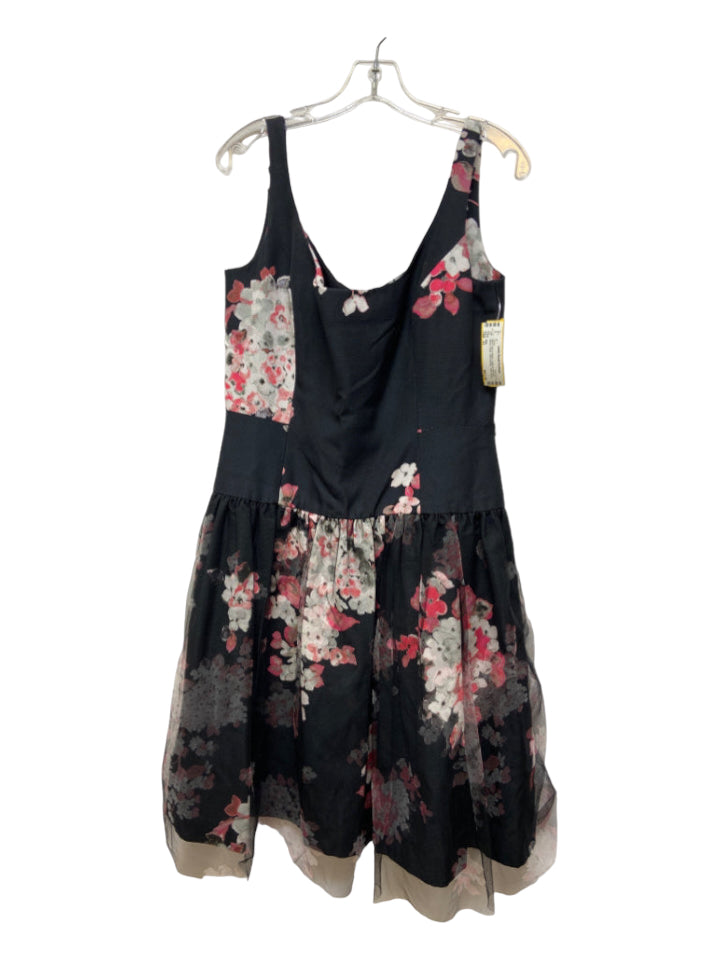 Milly, Milly Size 12 Black, Pink & White Cotton & Viscose Blend Floral Tank Dress