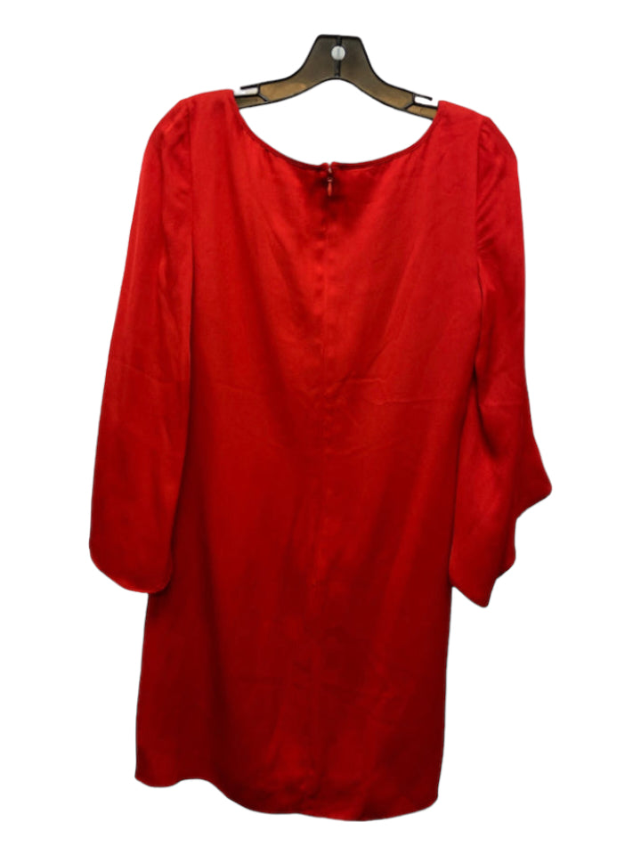 Milly, Milly Size 2 Red Silk V Neck Flutter Sleeve Loose Fit Dress