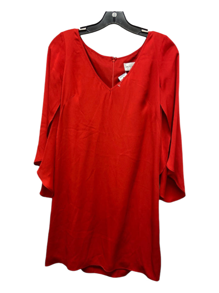 Milly, Milly Size 2 Red Silk V Neck Flutter Sleeve Loose Fit Dress