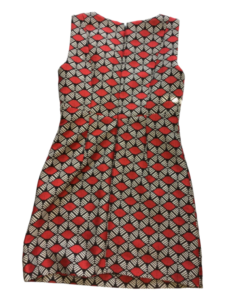 Milly, Milly Size 4 Red, Black & White Polyester Geometric Print Jaquard Tank Dress