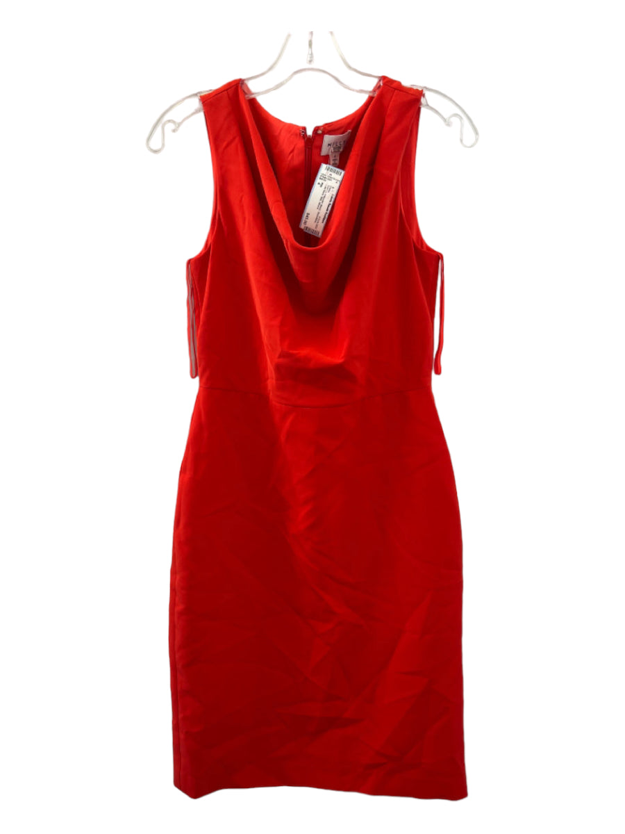 Milly, Milly Size 4 Tomato Polyester Blend Sleeveless Cowl Neck Midi Dress