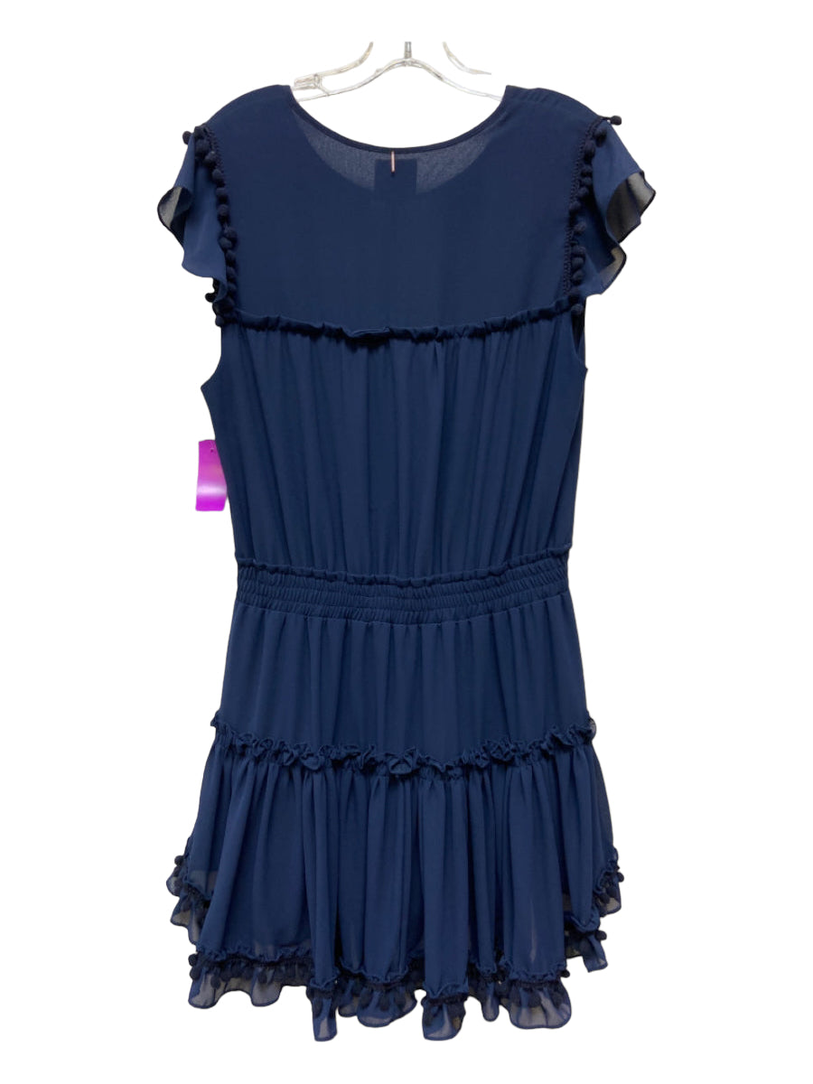 Misa, Misa Size L Blue Viscose Tiered Sleeveless Tie Detail Dress