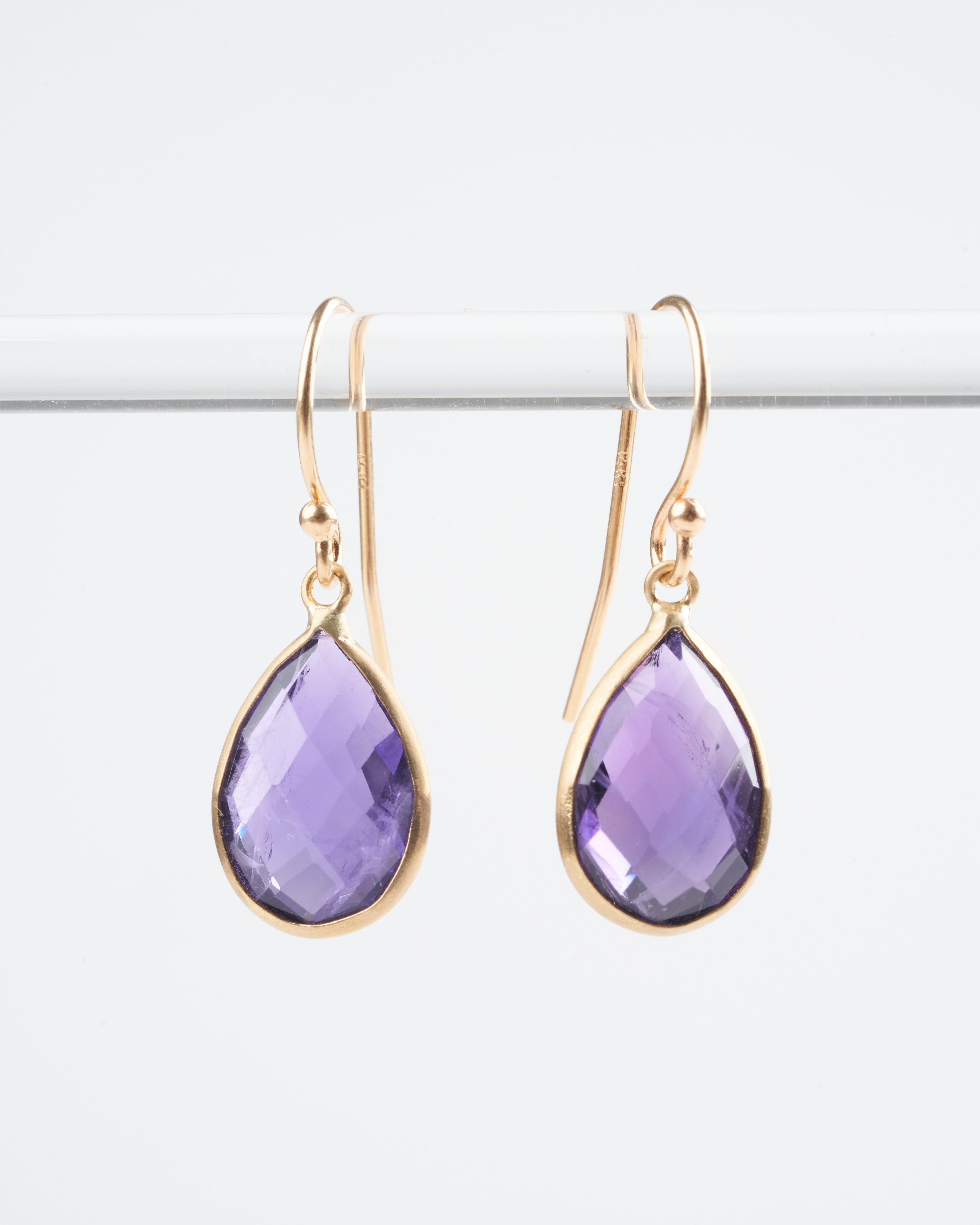 margaret solow, amethyst teardrop earrings - purple