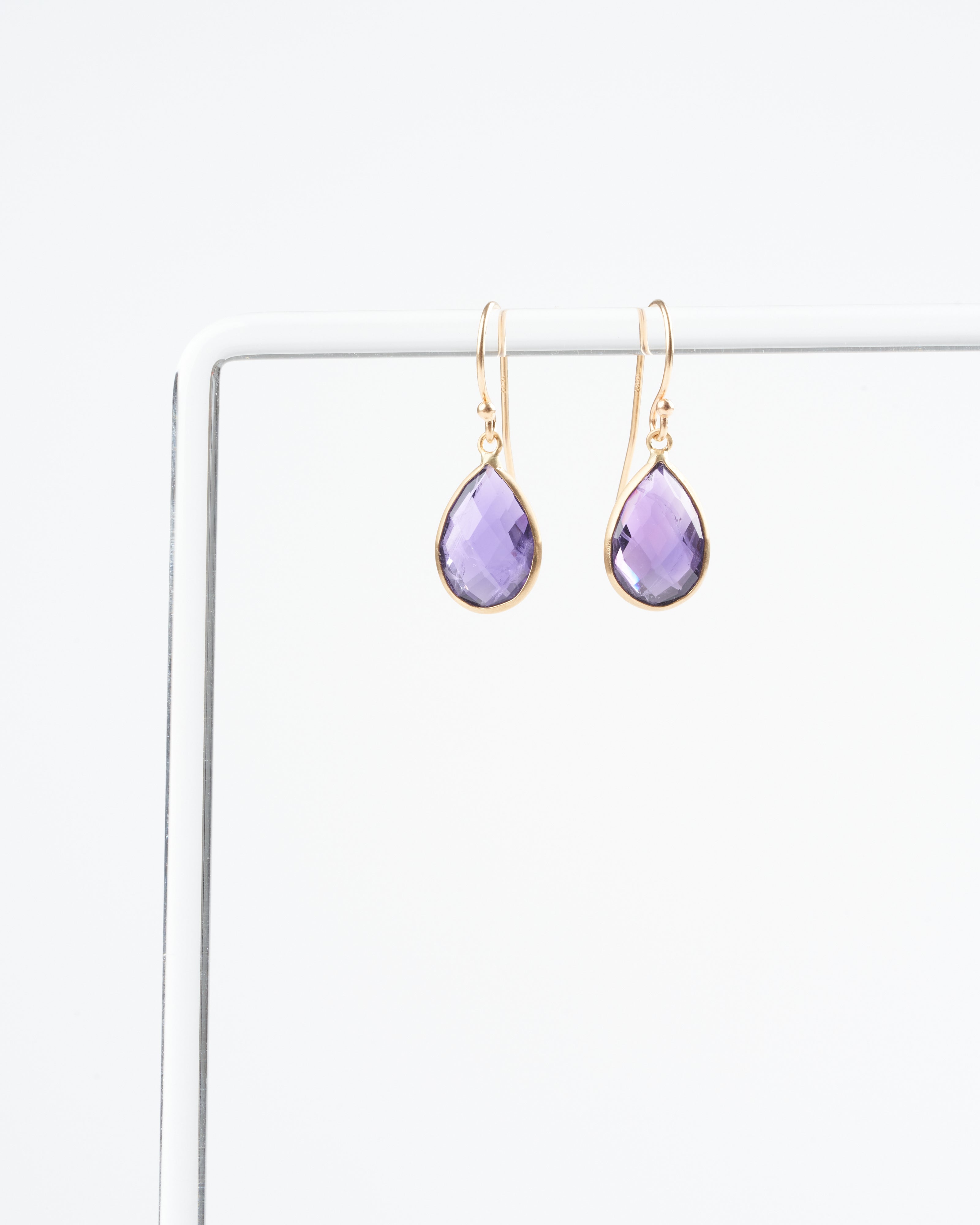 margaret solow, amethyst teardrop earrings - purple