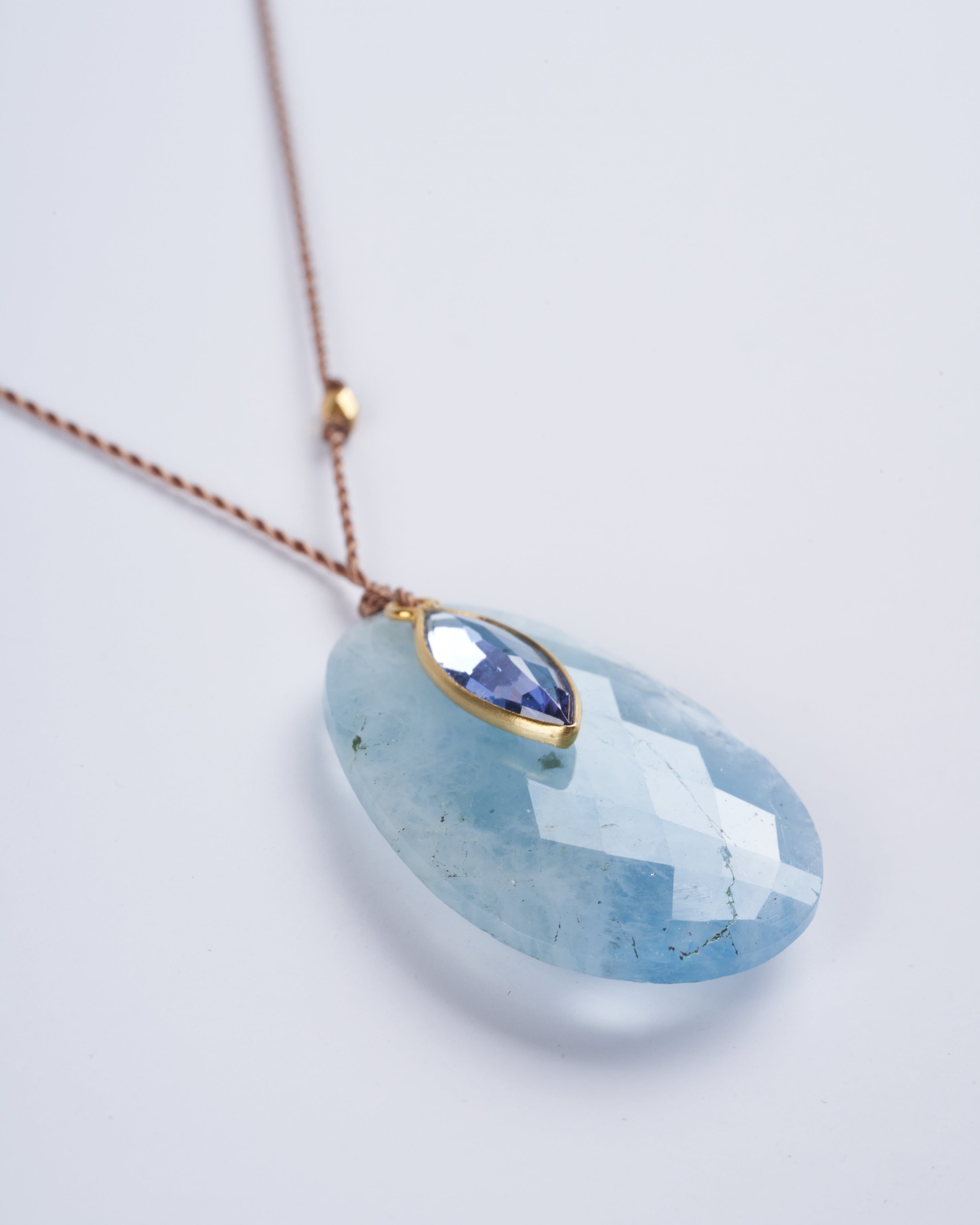 margaret solow, aquamarine and tanzanite necklace