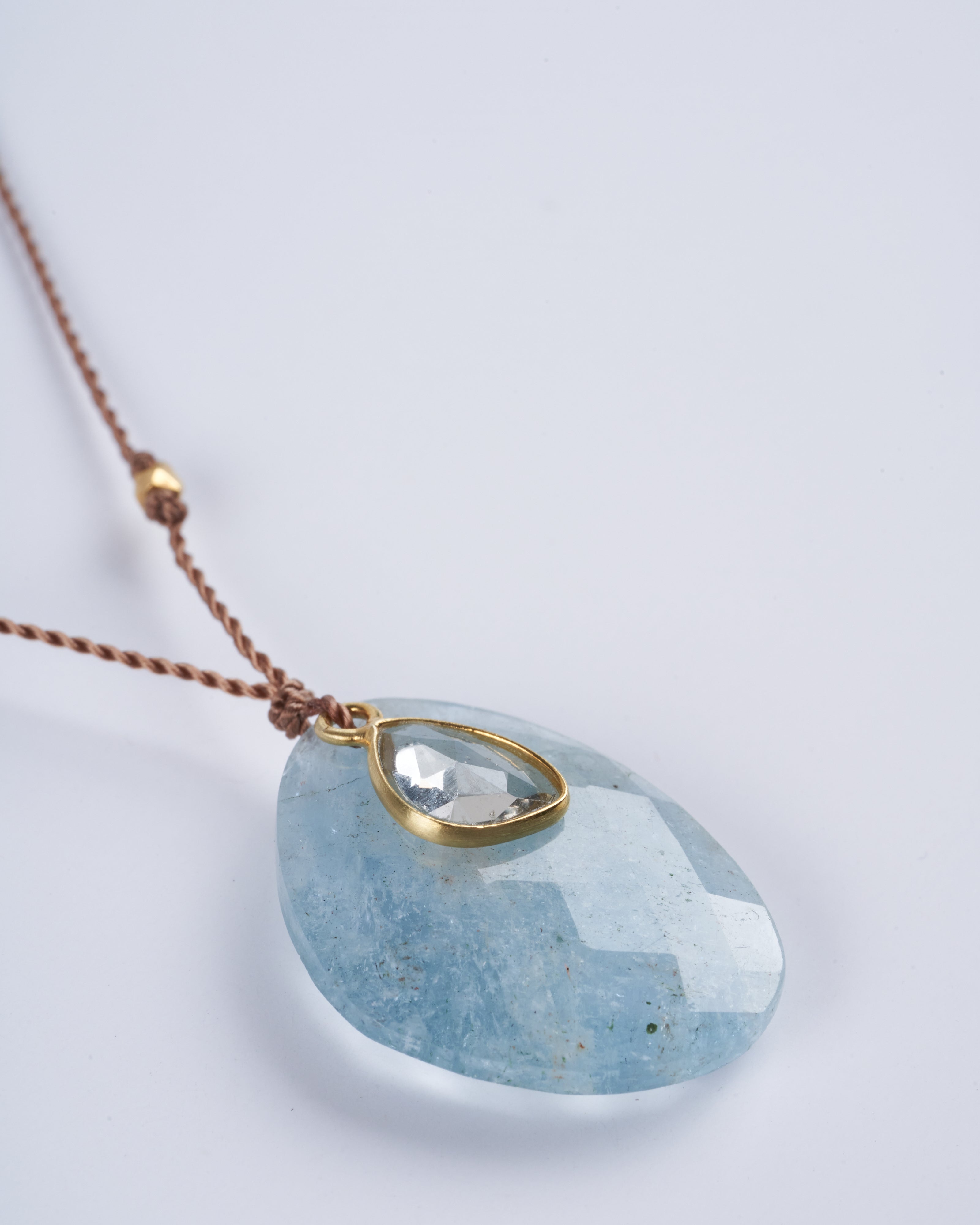 margaret solow, aquamarine and white sapphire necklace