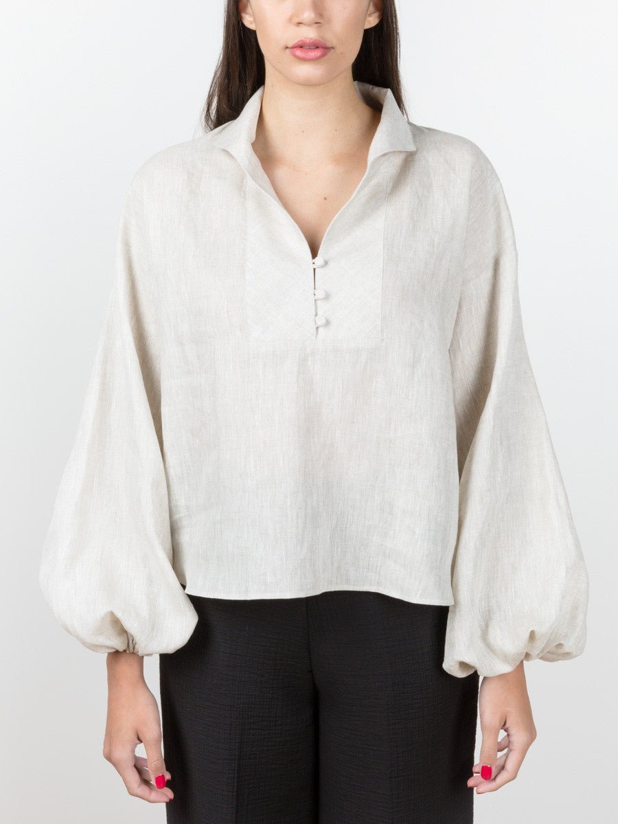 kallmeyer, balloon sleeve blouse - oatmeal