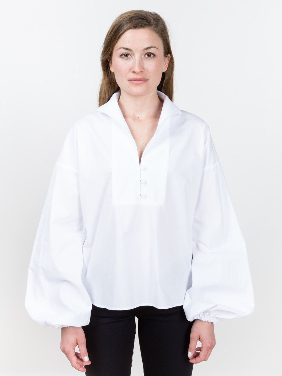 kallmeyer, balloon sleeve blouse - white