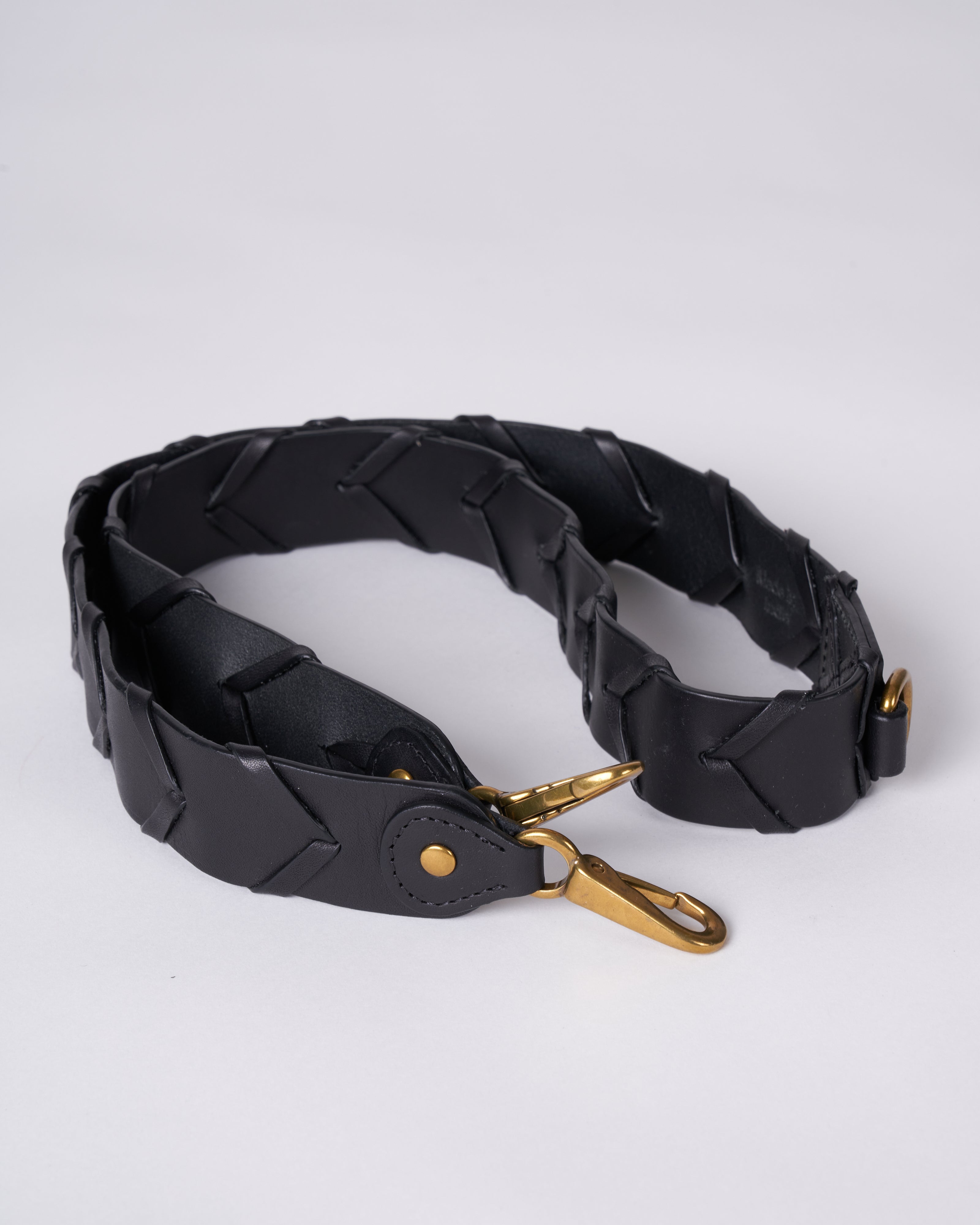 jerome dreyfuss, bandouliere tressee strap - noir brass