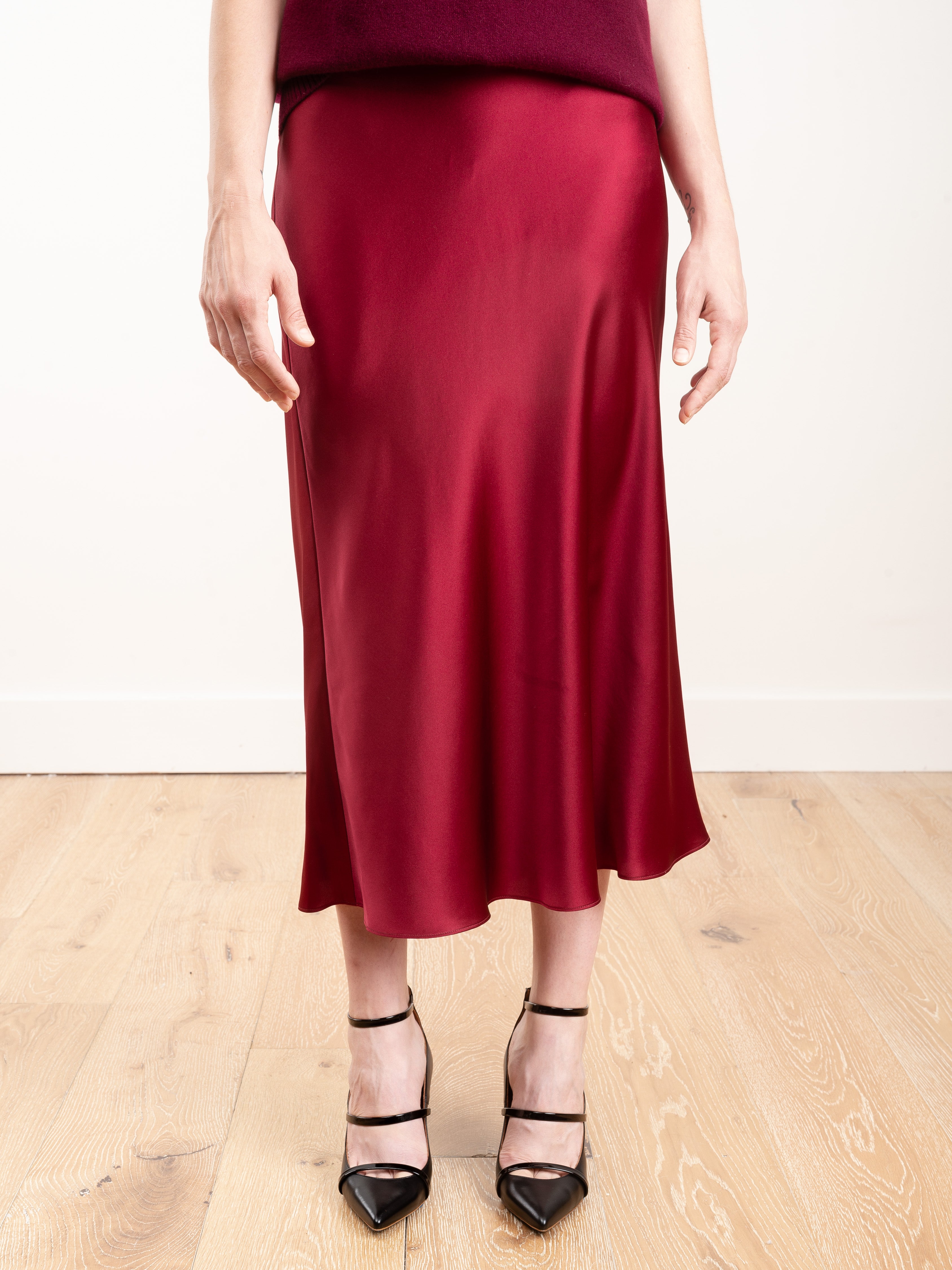 Kal Rieman, bias silk skirt - bordeaux