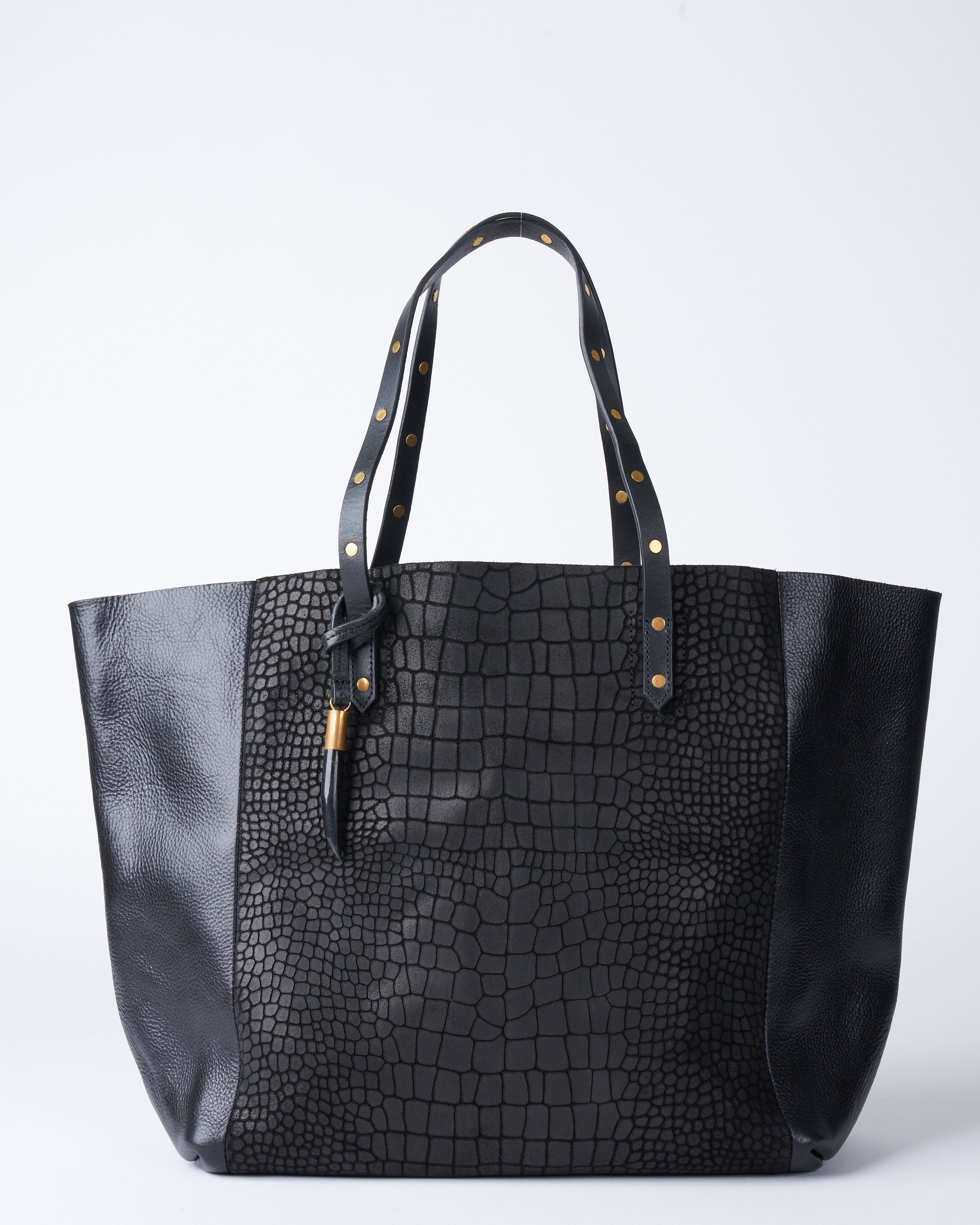 kempton and co, black croco tote - black