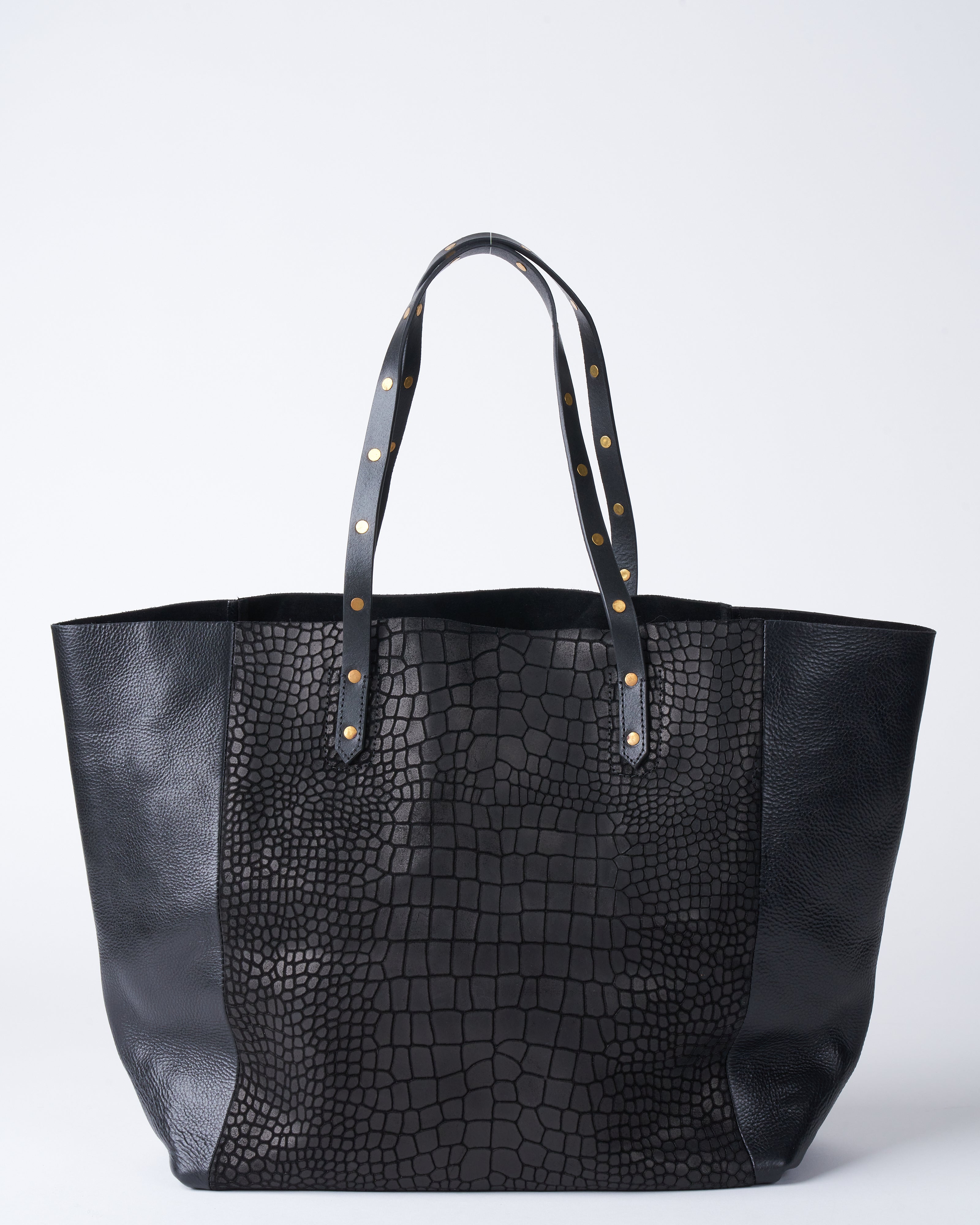 kempton and co, black croco tote - black