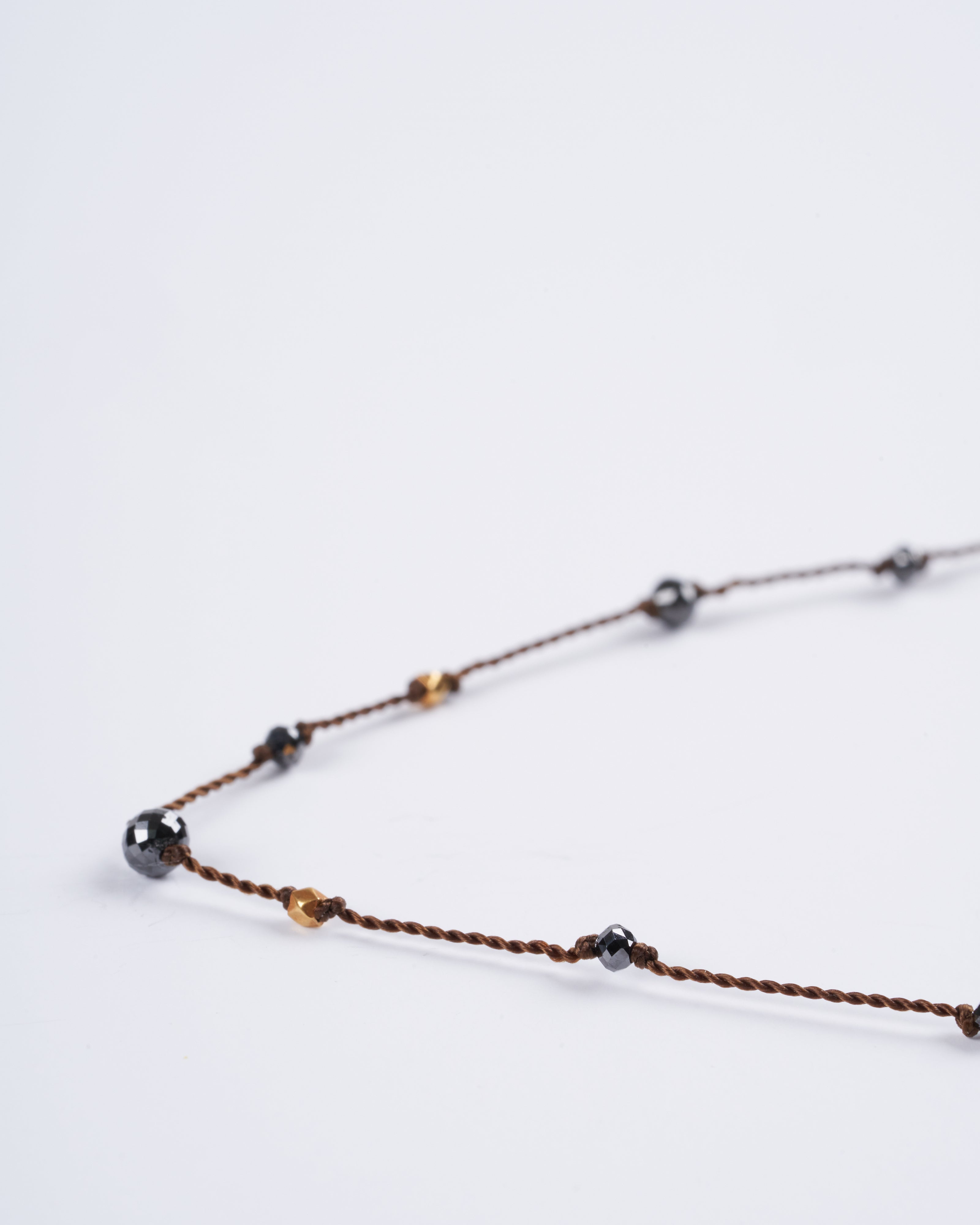 margaret solow, black diamonds + 18k yellow gold necklace