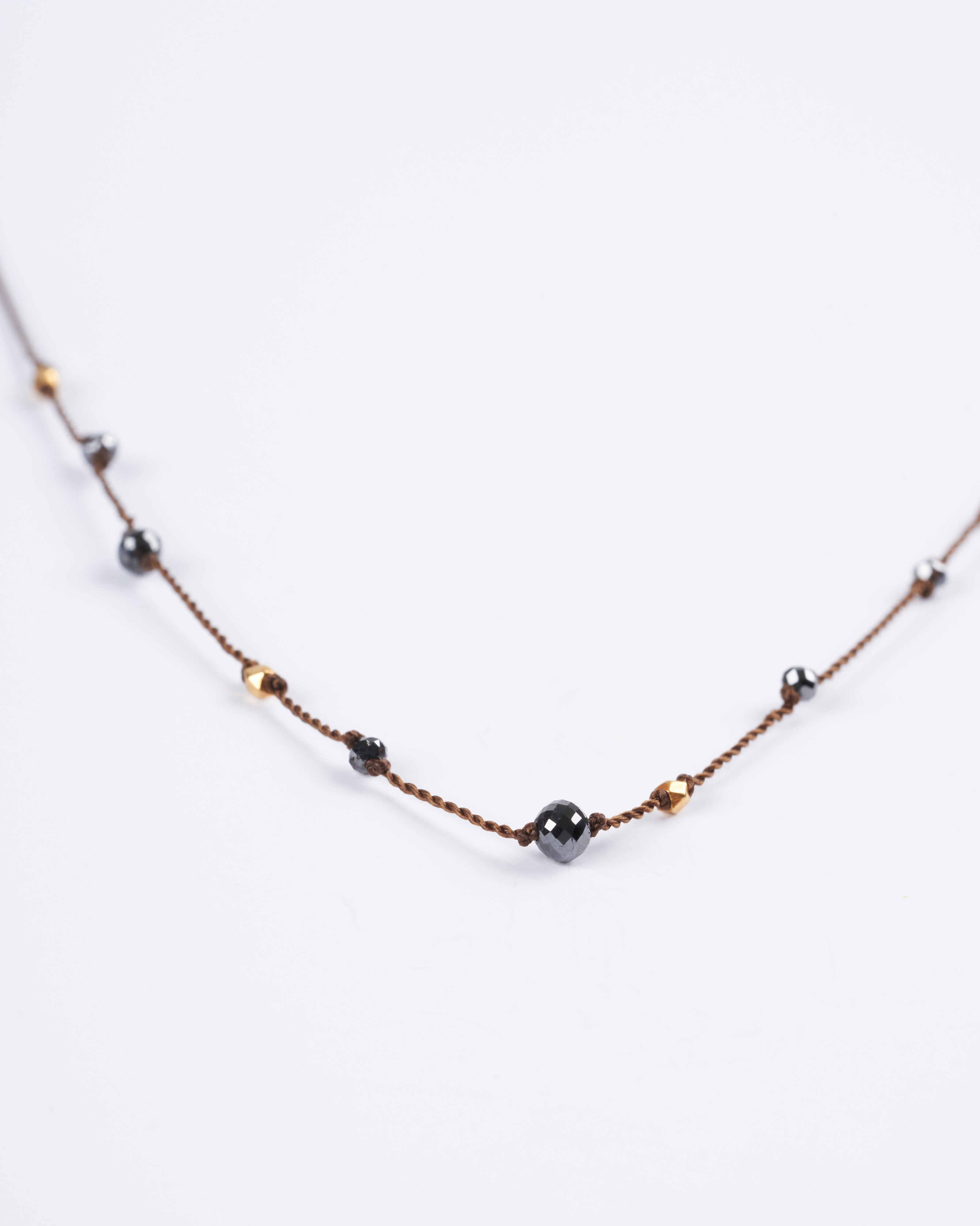 margaret solow, black diamonds + 18k yellow gold necklace