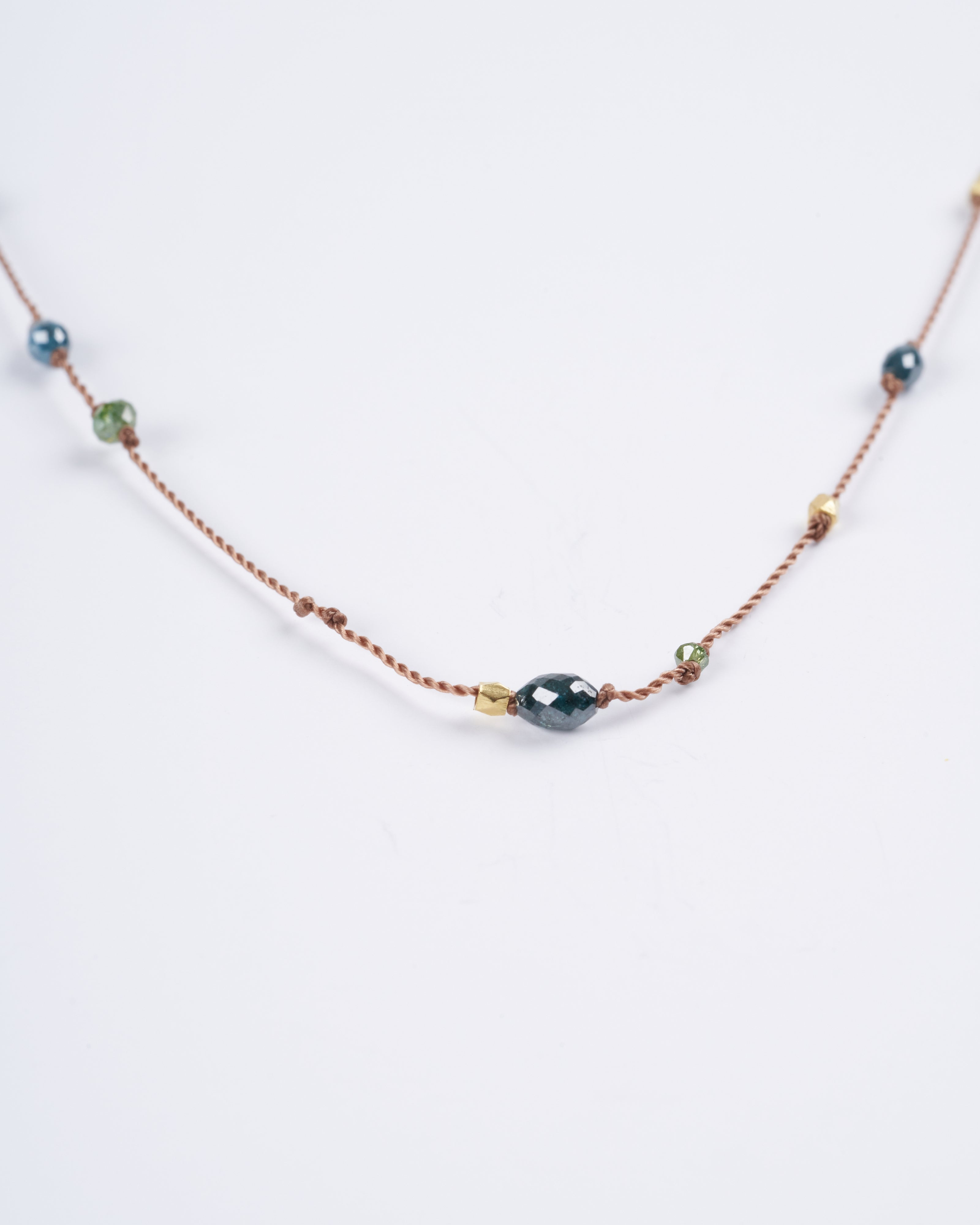 margaret solow, blue diamonds + 18k yellow gold necklace