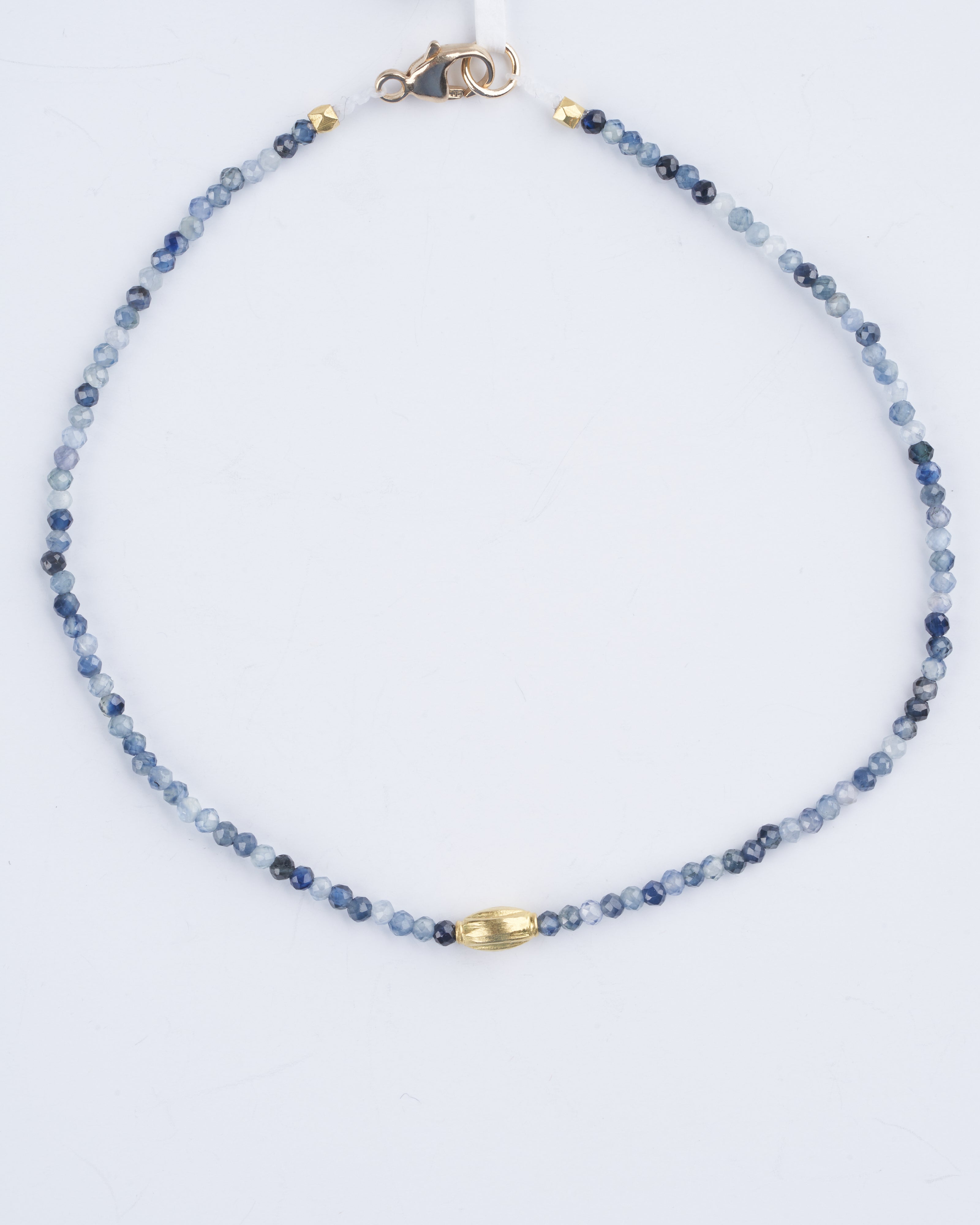 margaret solow, blue sapphire bracelet with gold pod bracelet - 18k yellow gold