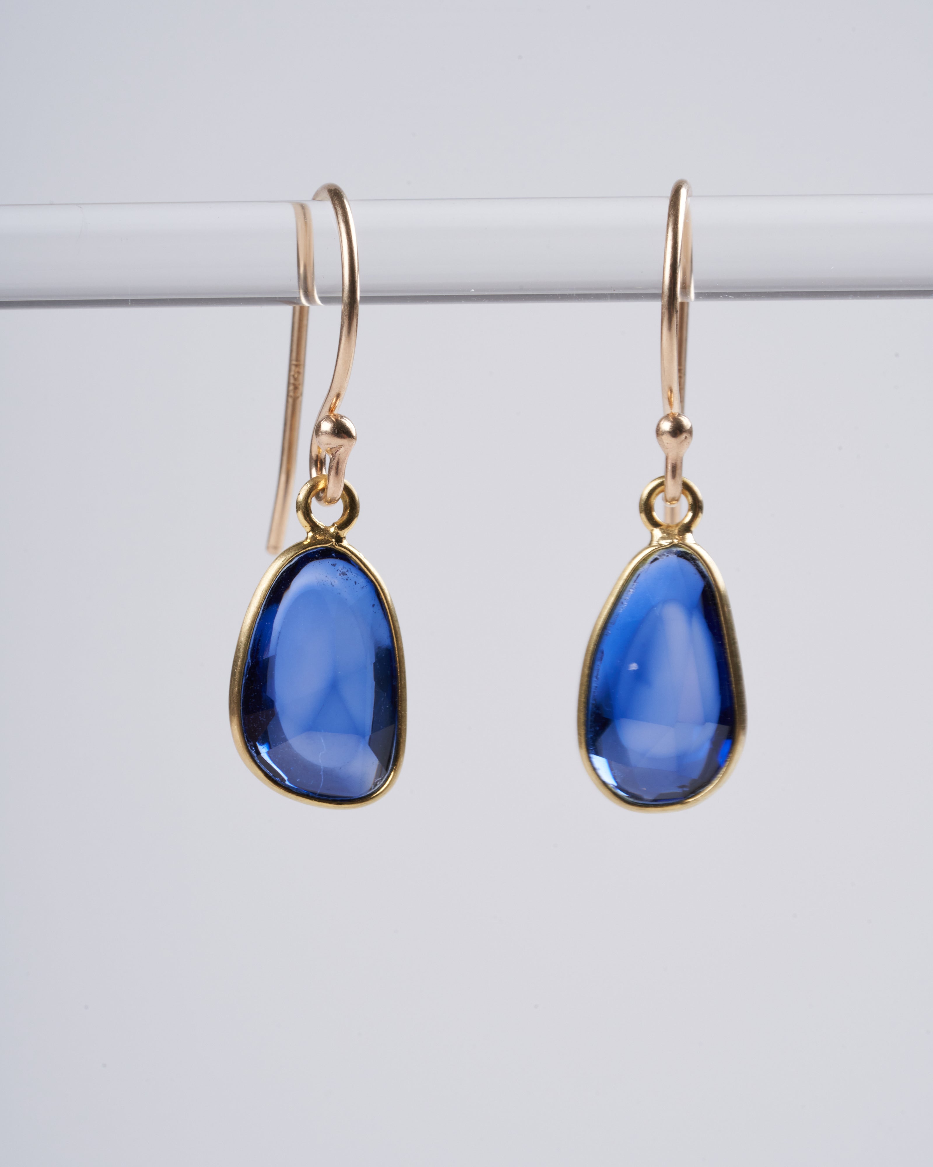 margaret solow, blue sapphire drop earrings