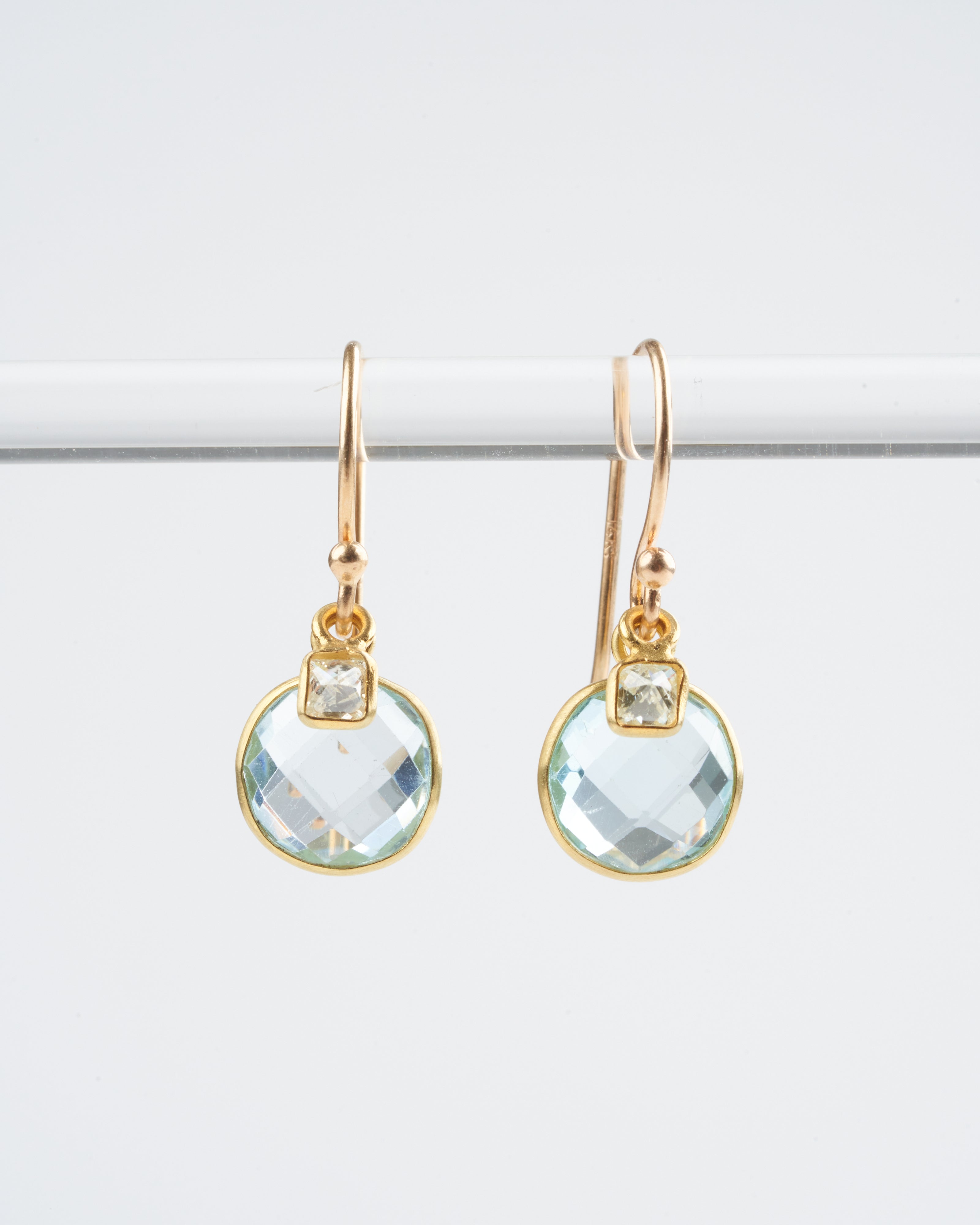 margaret solow, blue topaz / diamond earrings - blue