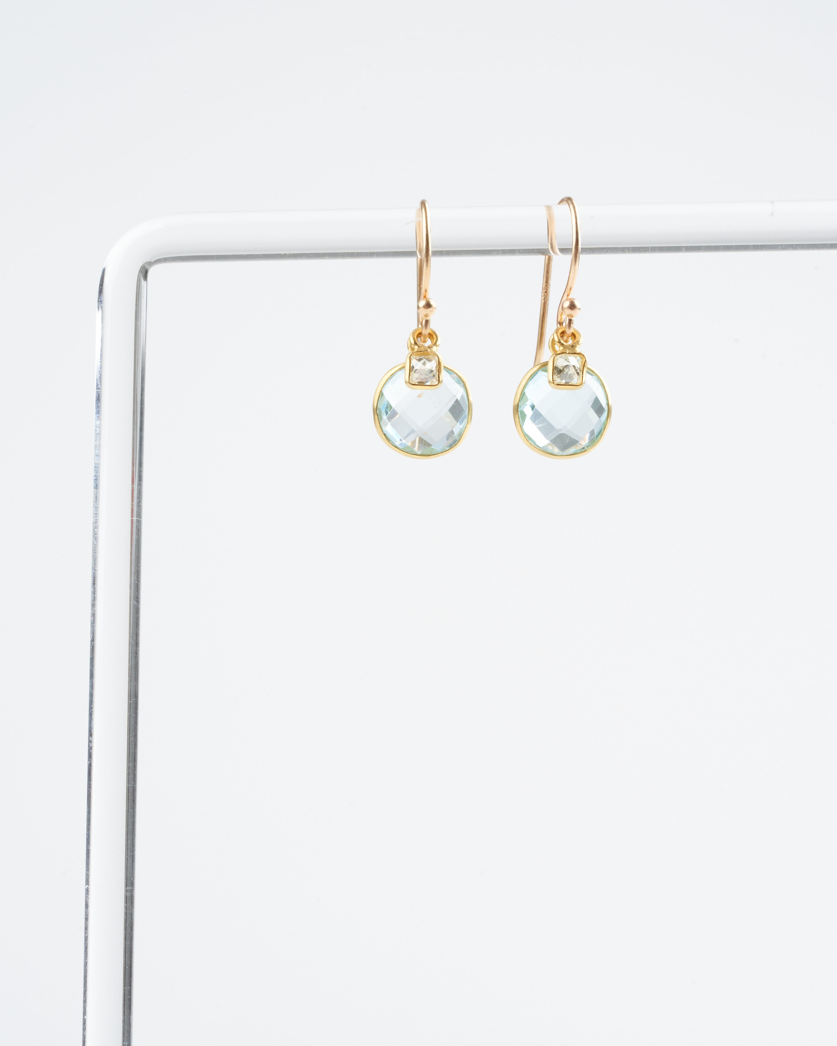 margaret solow, blue topaz / diamond earrings - blue