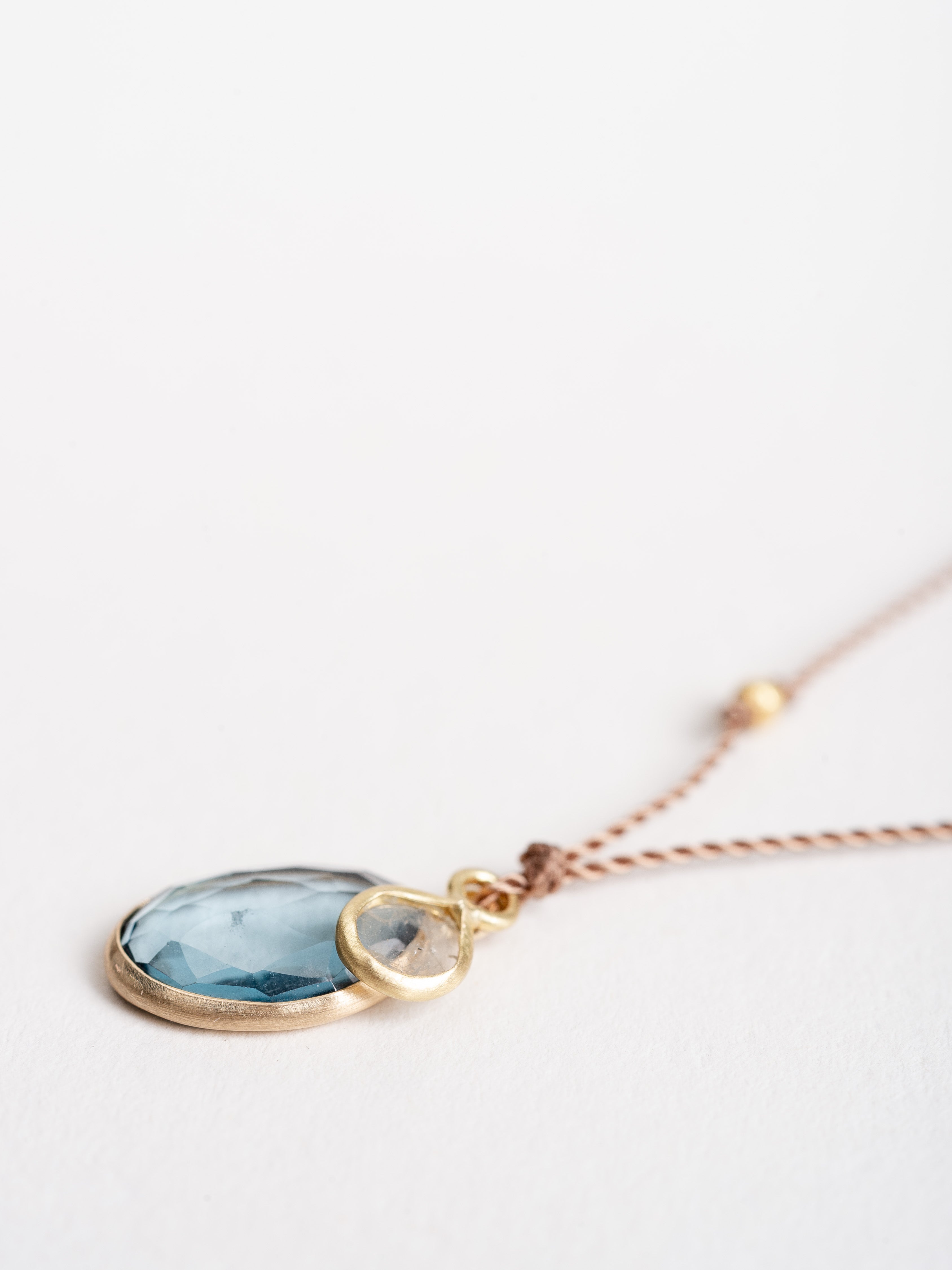 margaret solow, blue topaz/diamond slice necklace