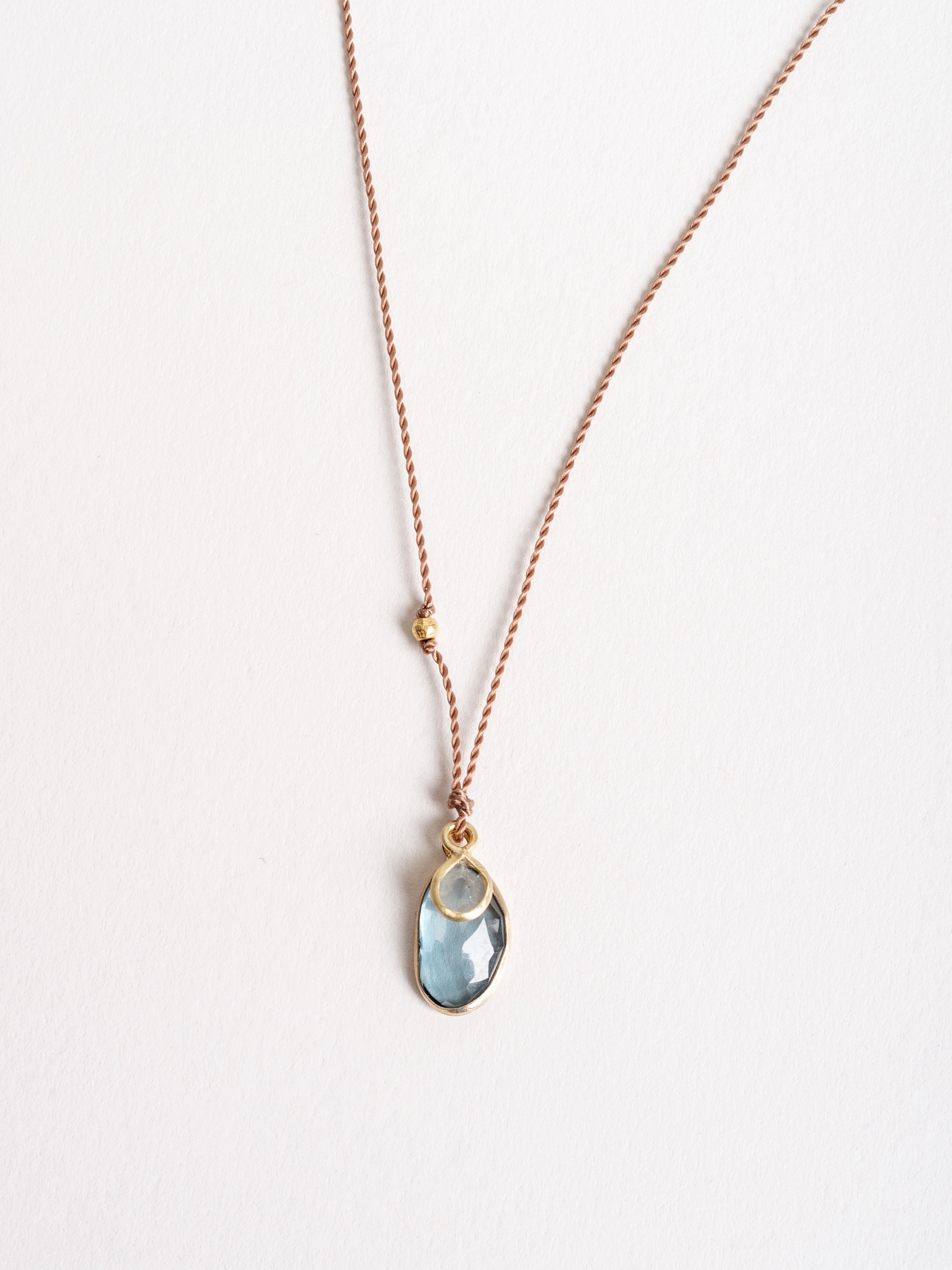 margaret solow, blue topaz/diamond slice necklace