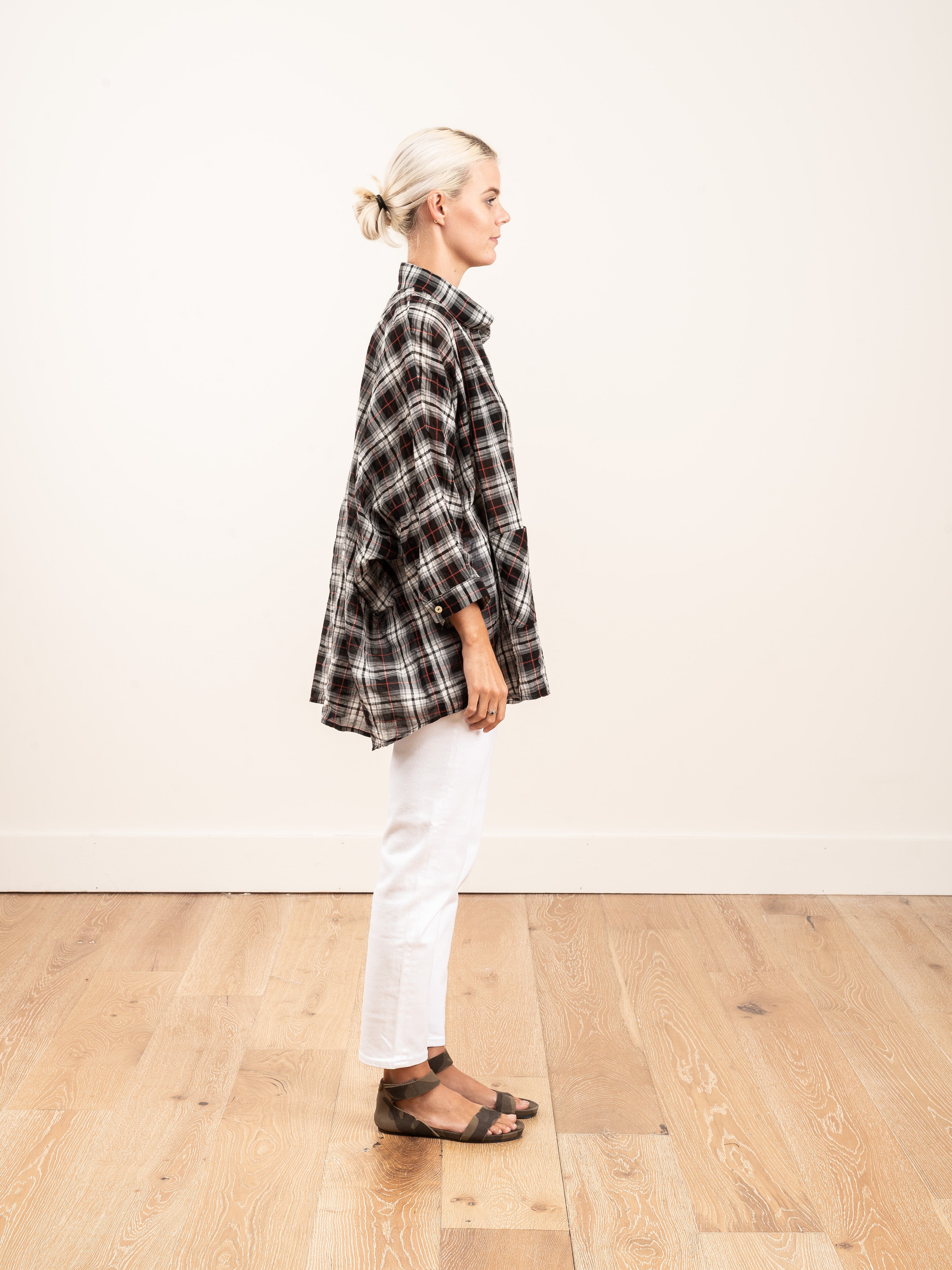 k swarth, camp shirt - black/white plaid