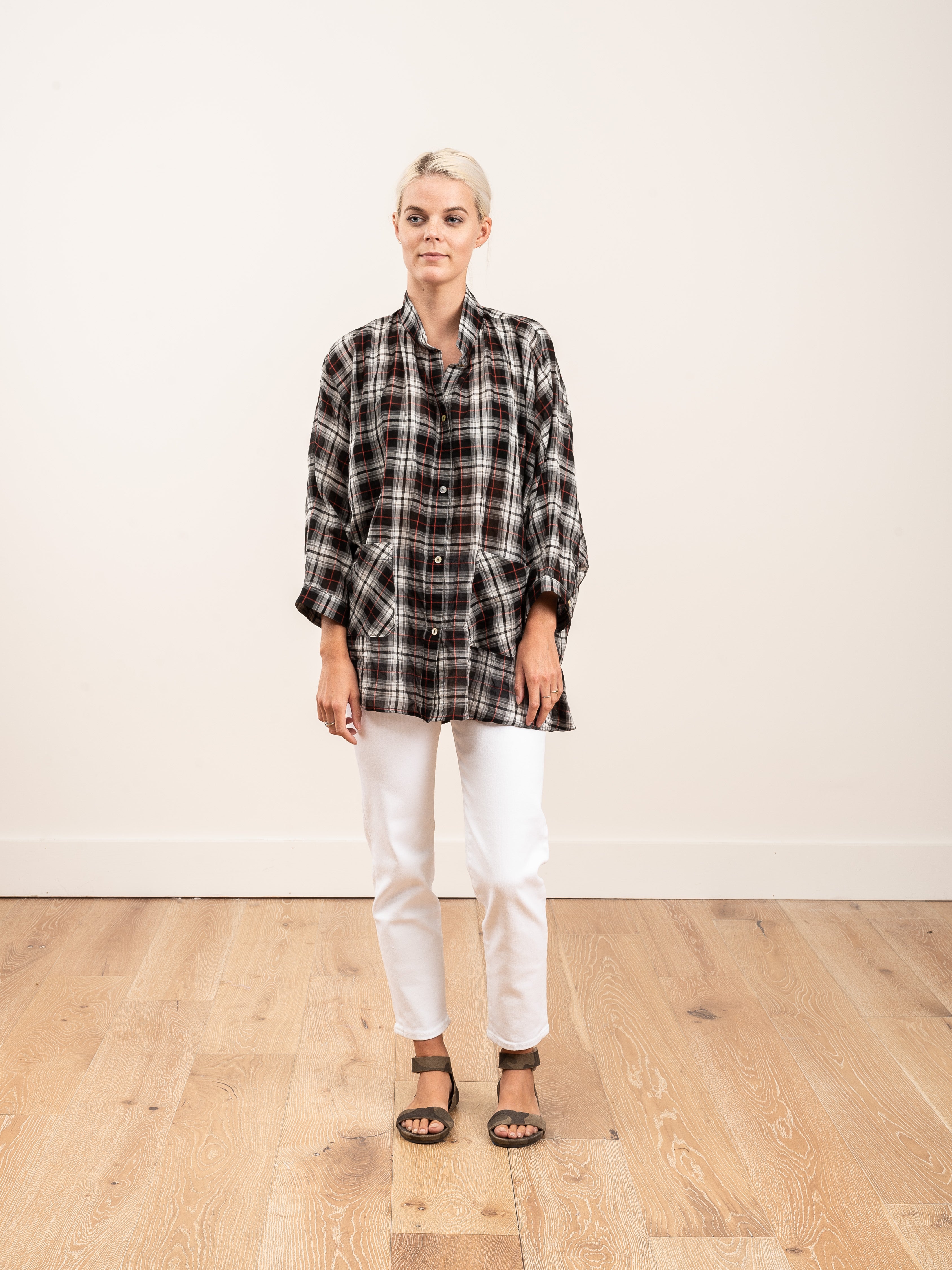 k swarth, camp shirt - black/white plaid