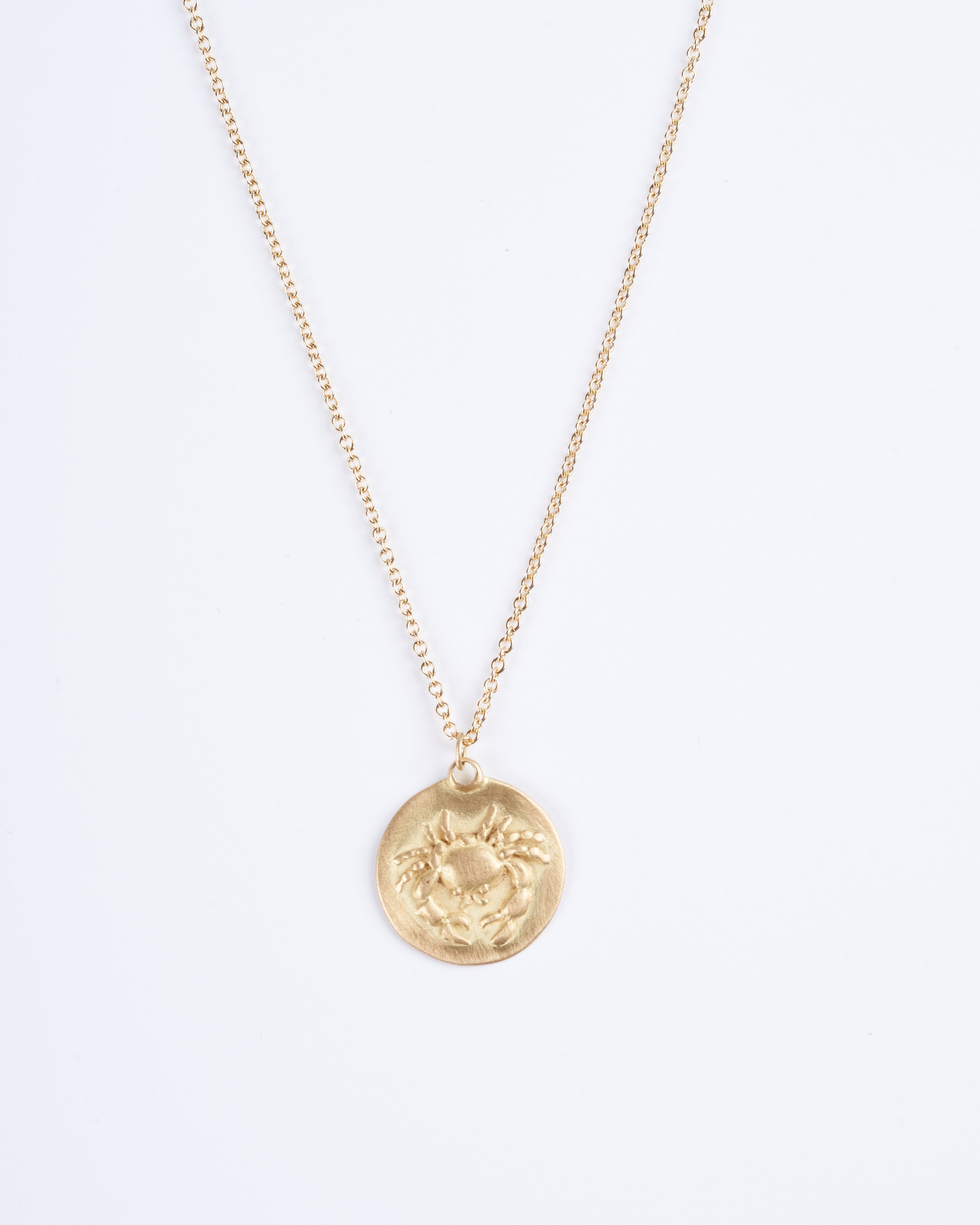 marian maurer, cancer horoscope necklace - gold