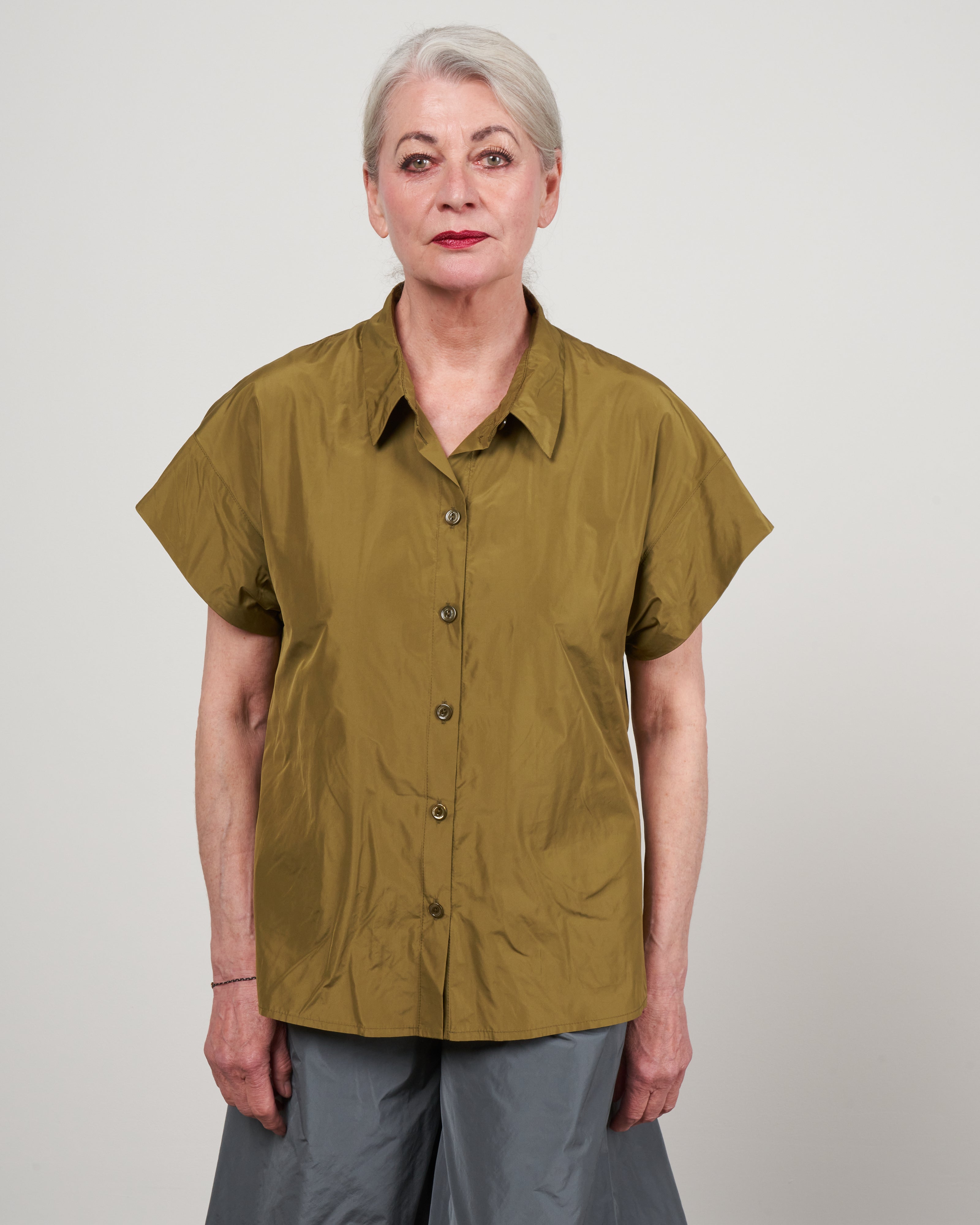 katharina hovman, cap sleeve boxy top - lentil